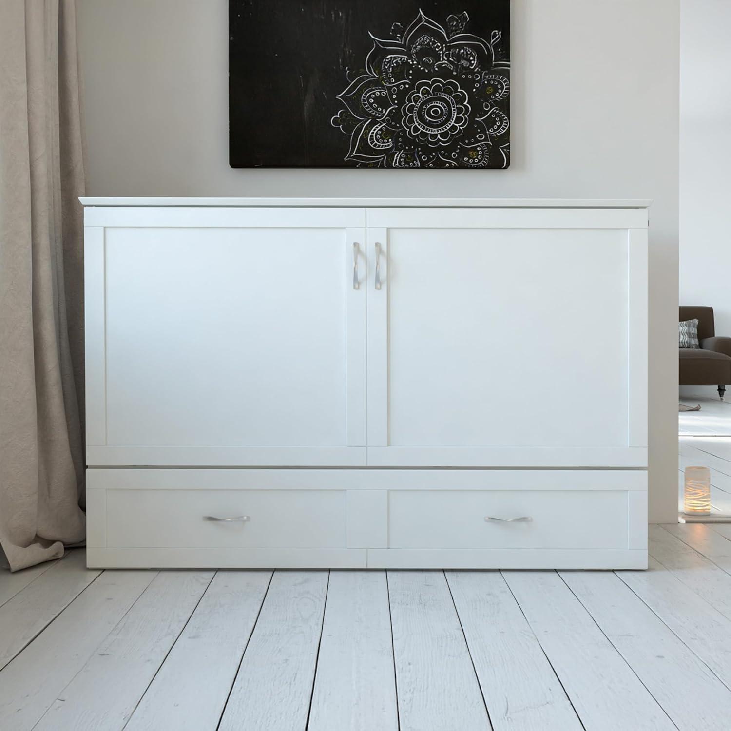 Hamilton Murphy Bed Chest Queen White with Charging Station