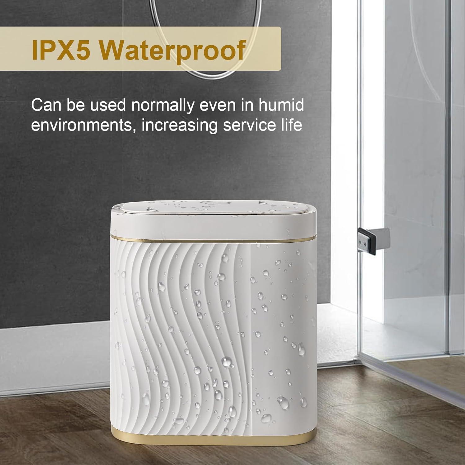 RFVT Small Automatic Trash Bin 2 Gallon Motion sensor. For bath, kitchen. Slim, waterproof plastic