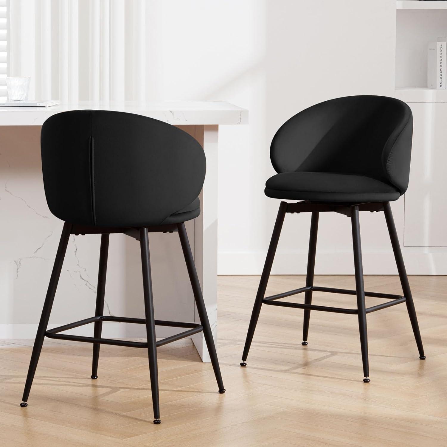 Corrigan Studio® Swivel Upholstered Counter Height Bar Stools (Set of 2)