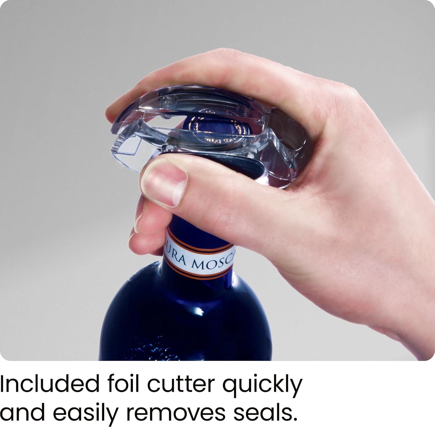 Chefman Electric Wine Opener w/ Foil Cutter, Rechargeable Battery - Stainless Steel, New