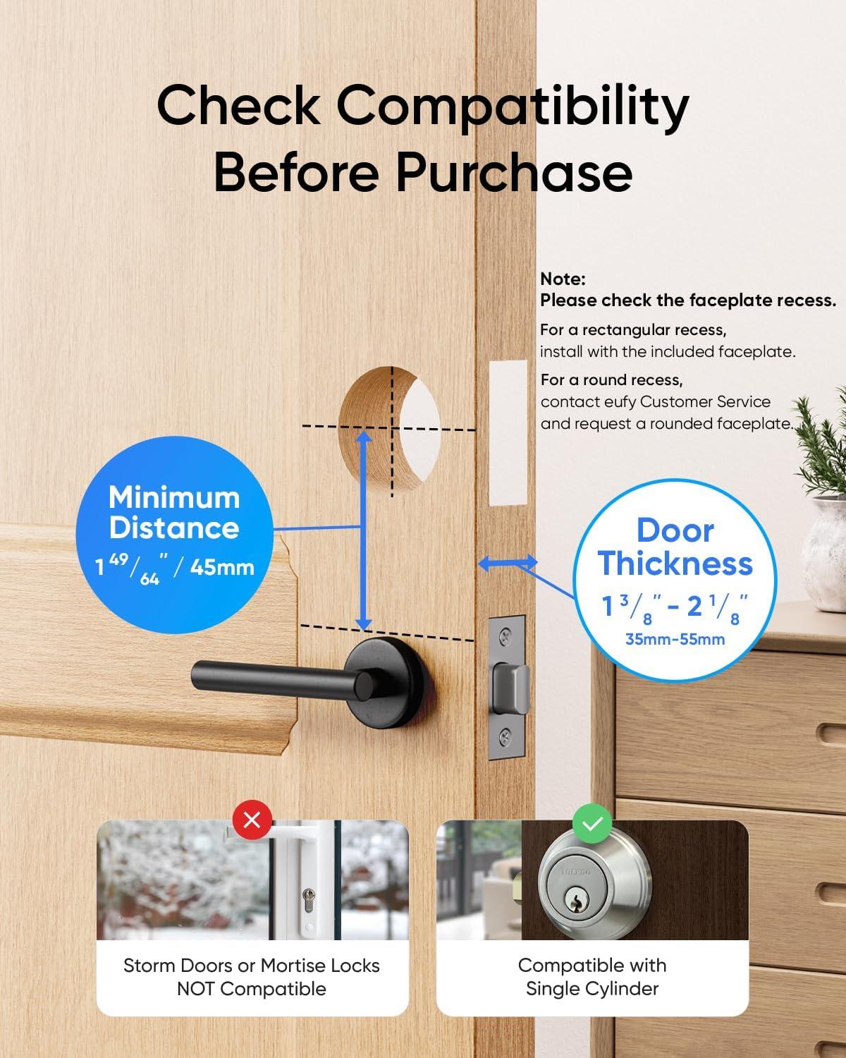 eufy Video Smart Lock E330, 3-in-1 Camera+Doorbell+Fingerprint Keyless Entry Door Lock, Smart Built-in Wi-Fi Deadbolt for Front Door, Auto Lock, App Remote Control, Easy Installation, No Monthly Fee