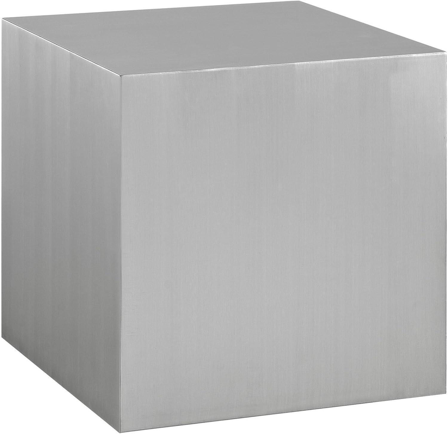 Silver Stainless Steel Modern Square Side Table