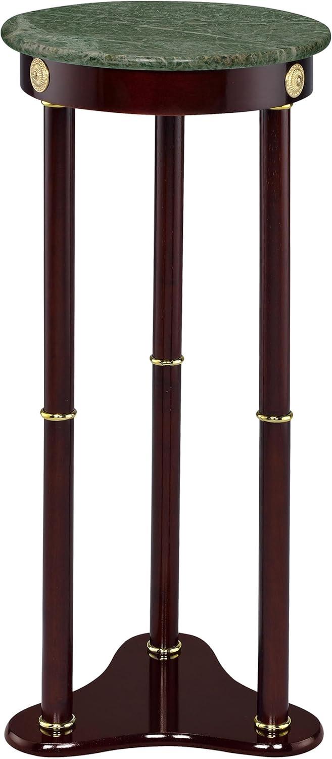 Monarch Specialties Edie Round Marble Top Accent Table Merlot