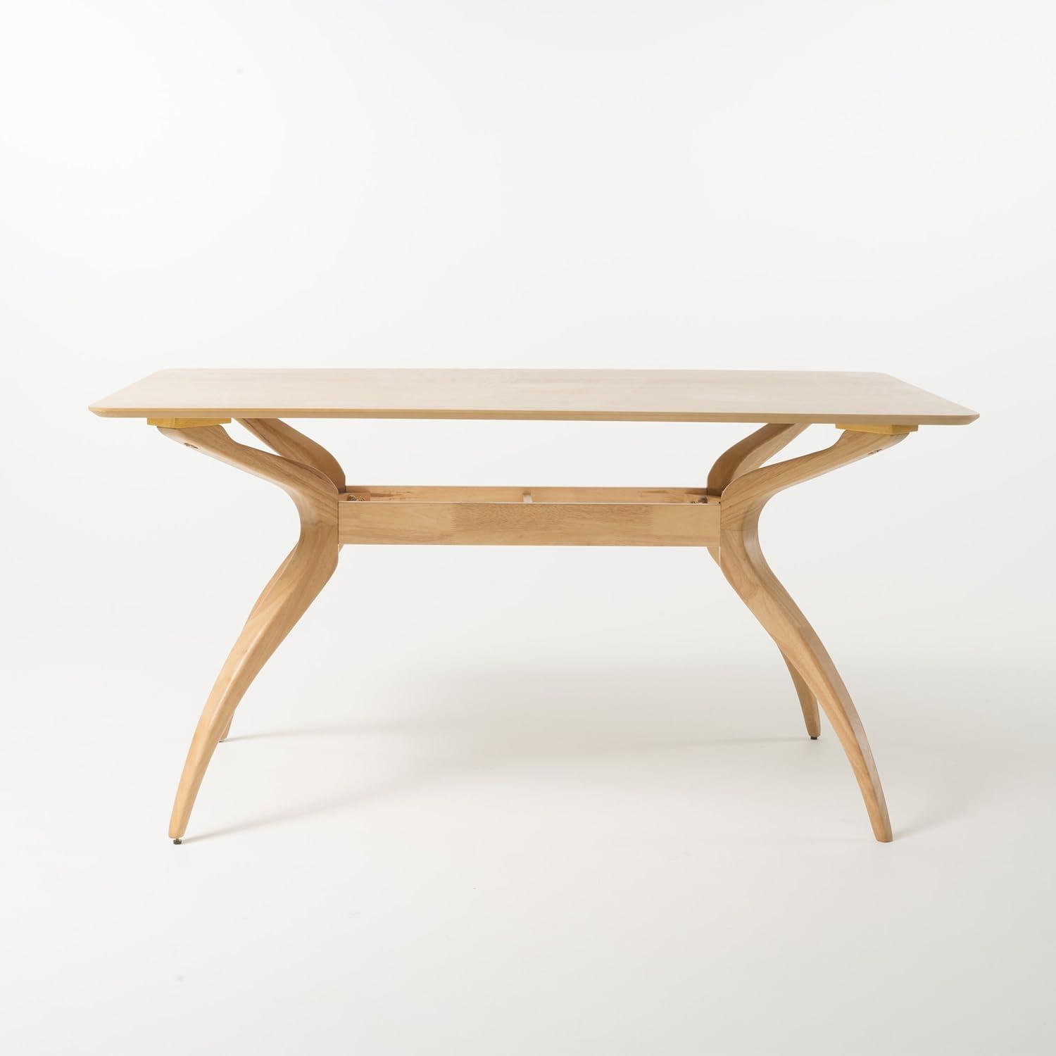 Leona Mid-Century Modern 5 Piece Dining Set, Light Beige and Natural Oak