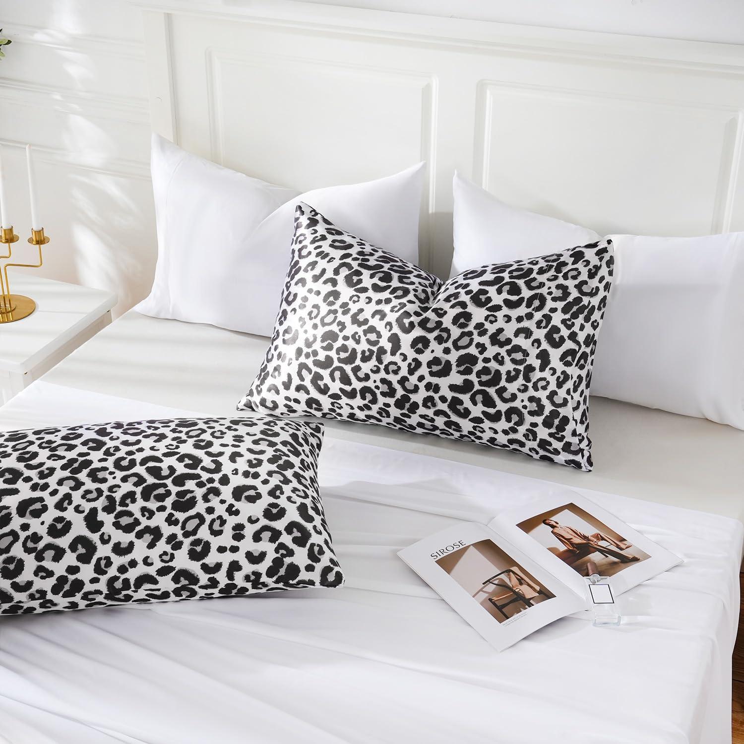 ANMINY Satin Pillowcase Set of 2 Standard Silk Bedding Pillowcases 26" x 20" Pillow Cover, White