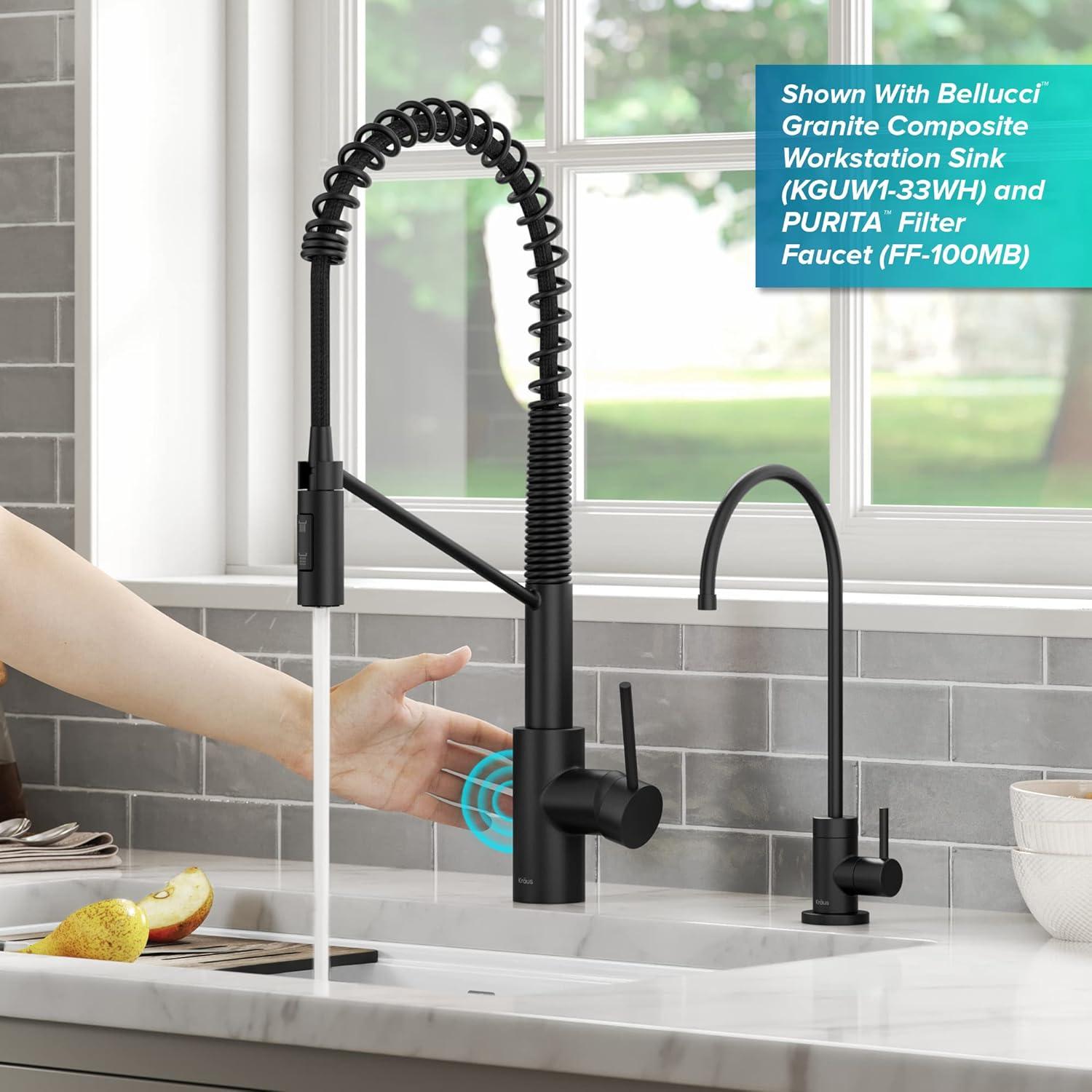 KRAUS Oletto Touchless Sensor Commercial Pull-Down Single Handle Kitchen Faucet with QuickDock Top Mount Assembly