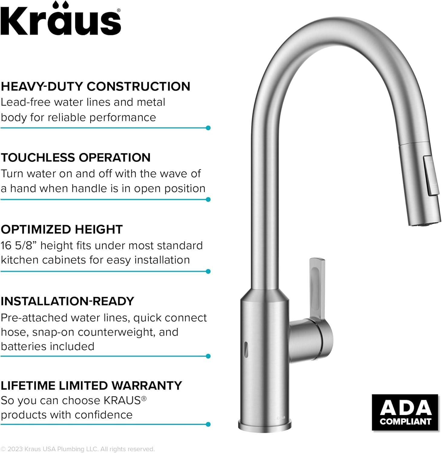 KRAUS Oletto Touchless Sensor Pull-Down Single Handle Kitchen Faucet