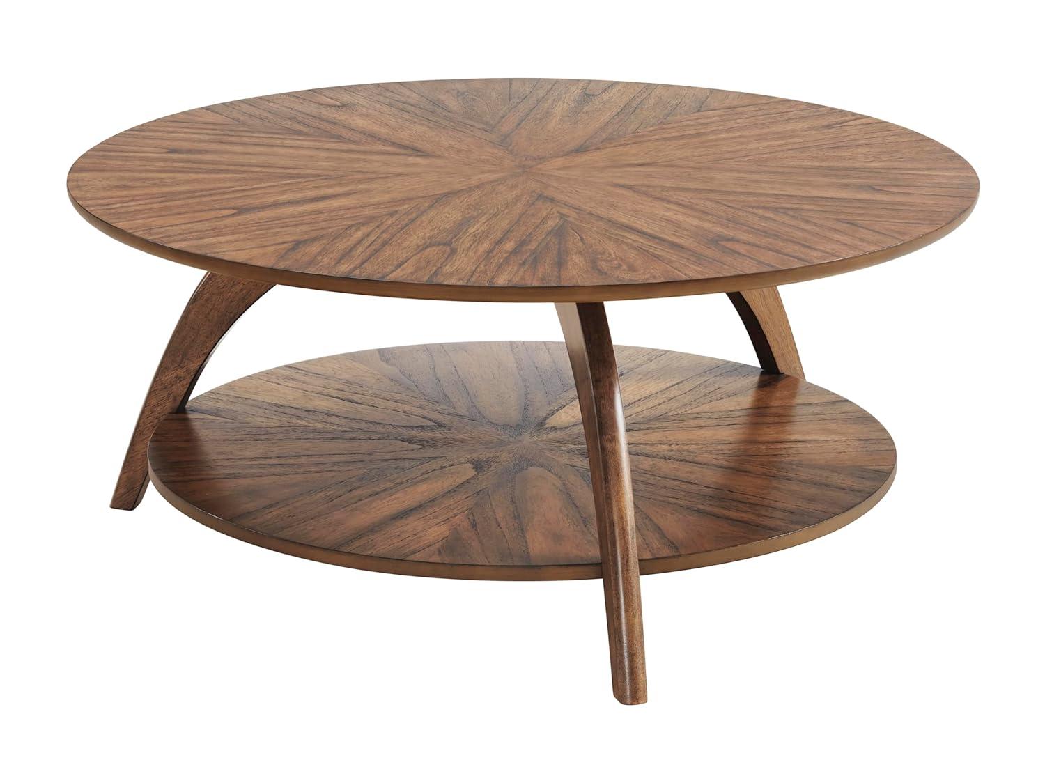 Martin Svensson Home LAX Round Wood Coffee Table in Warm Nutmeg Brown