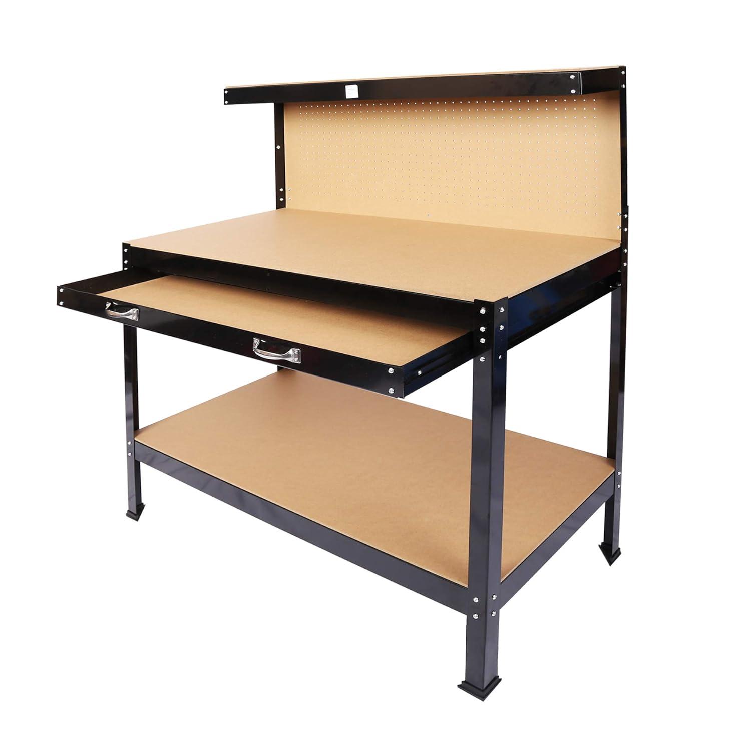 63 in. Steel Workbench Tool Storage Work Bench Workshop Tools Table with Drawer & Peg Board