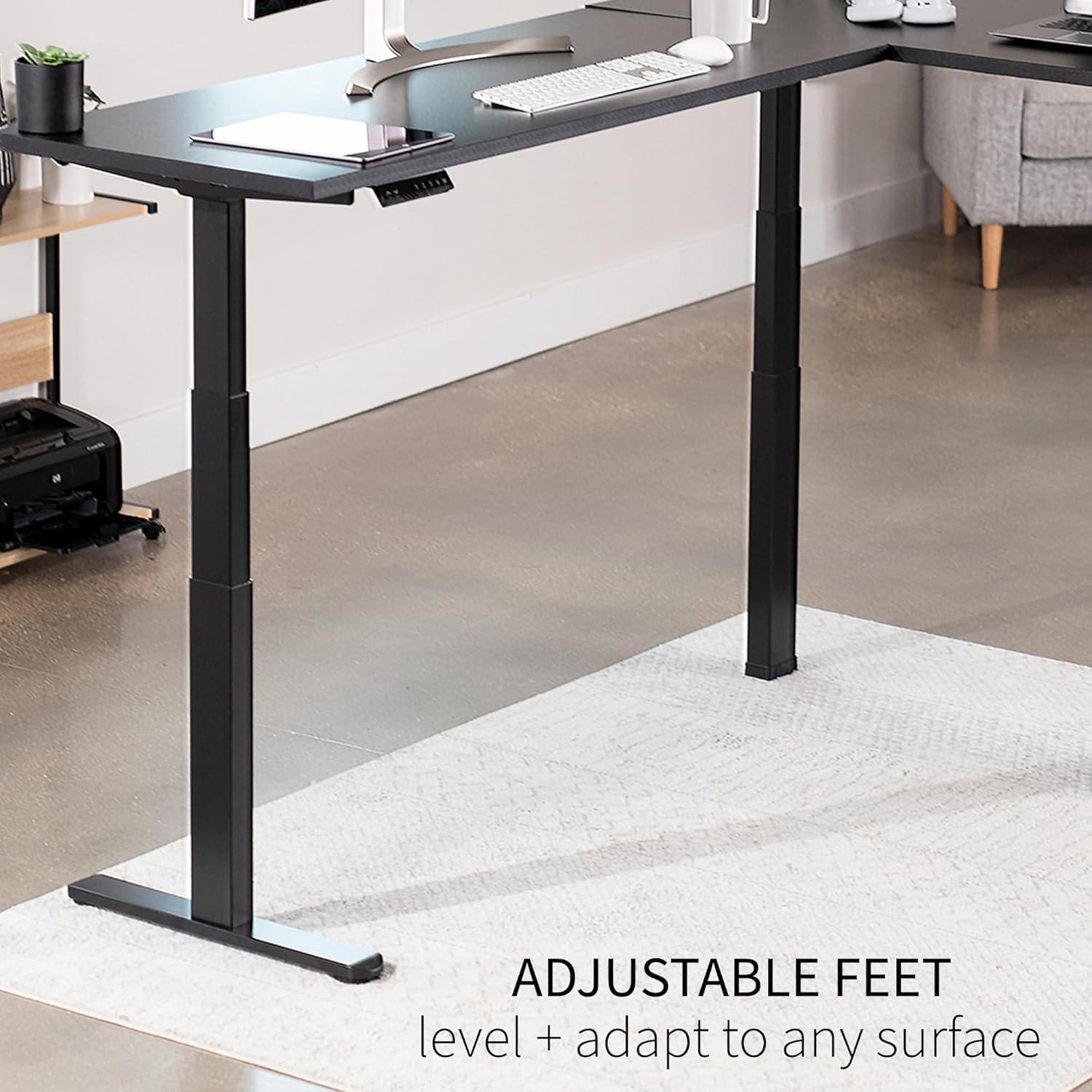 VIVO Black Electric Motor Height Adjustable Corner 3 Leg Standing Desk Frame (Frame Only)