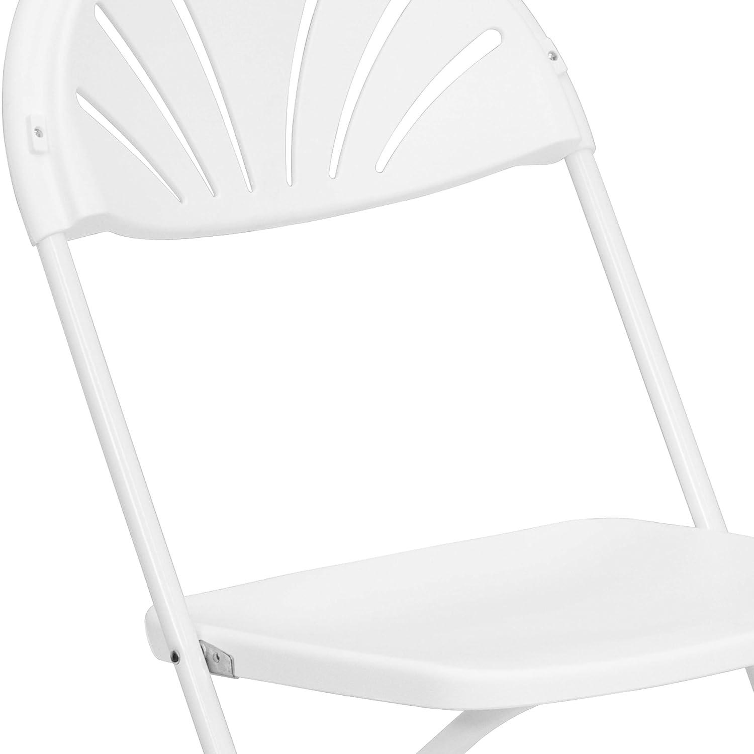 Emma and Oliver 2 Pack 650 lb. Capacity White Plastic Fan Back Folding Chair