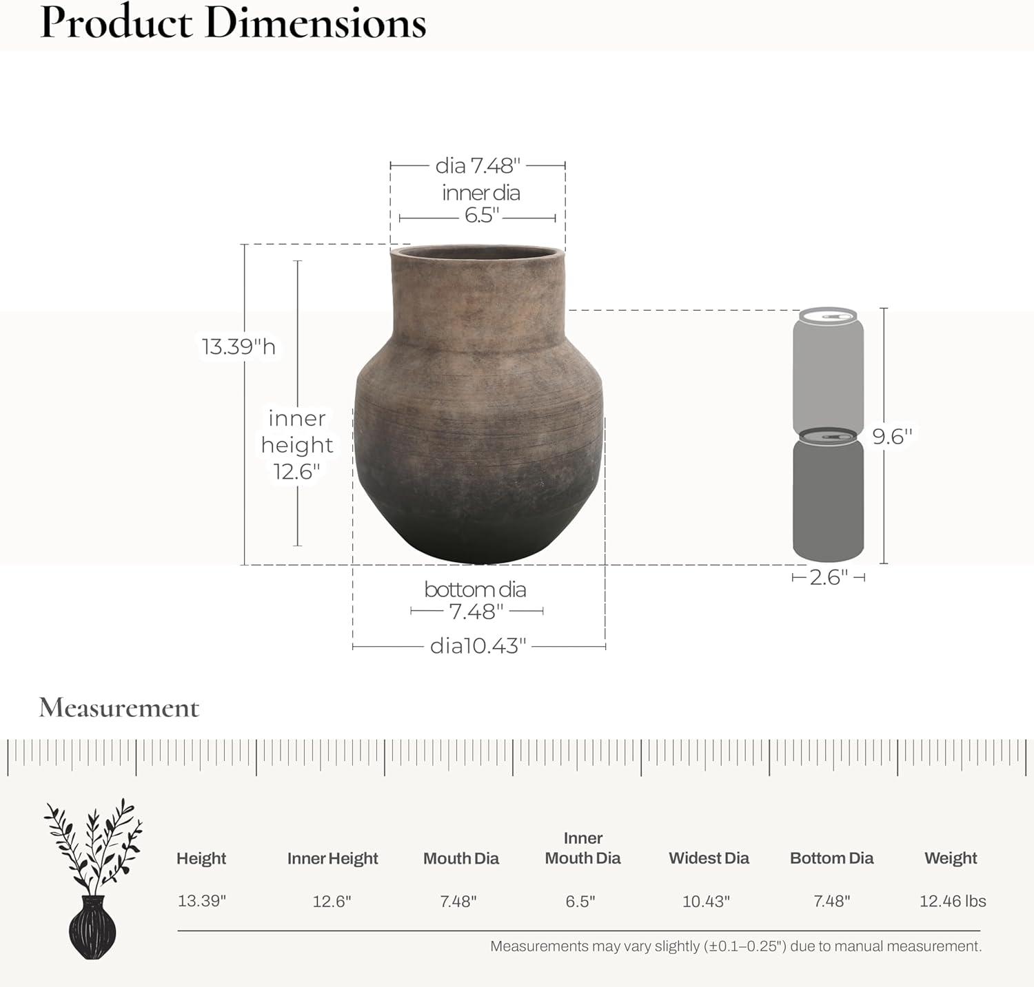 LuxenHome Brown Ombre Terracotta 11.4-Inch Round Vase