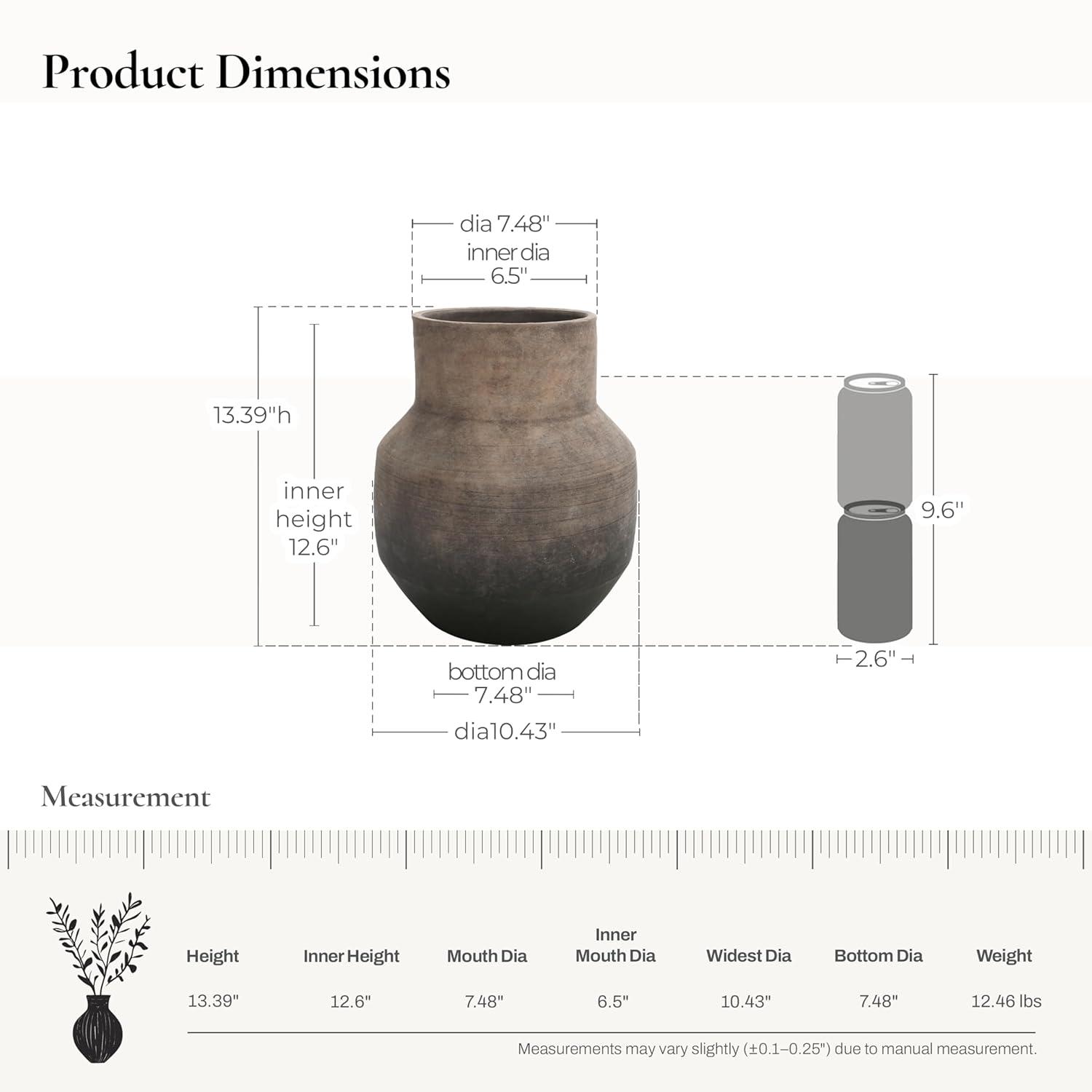 LuxenHome Brown Ombre Terracotta 11.4-Inch Round Vase