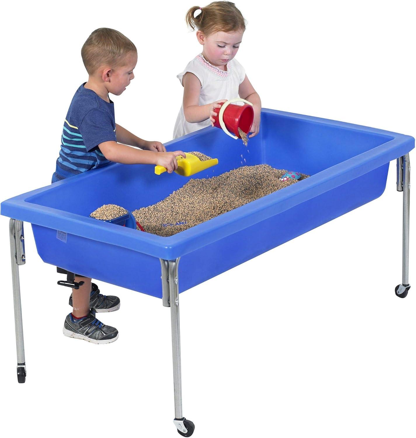 Blue Rectangular Children's Sensory Table with Lid