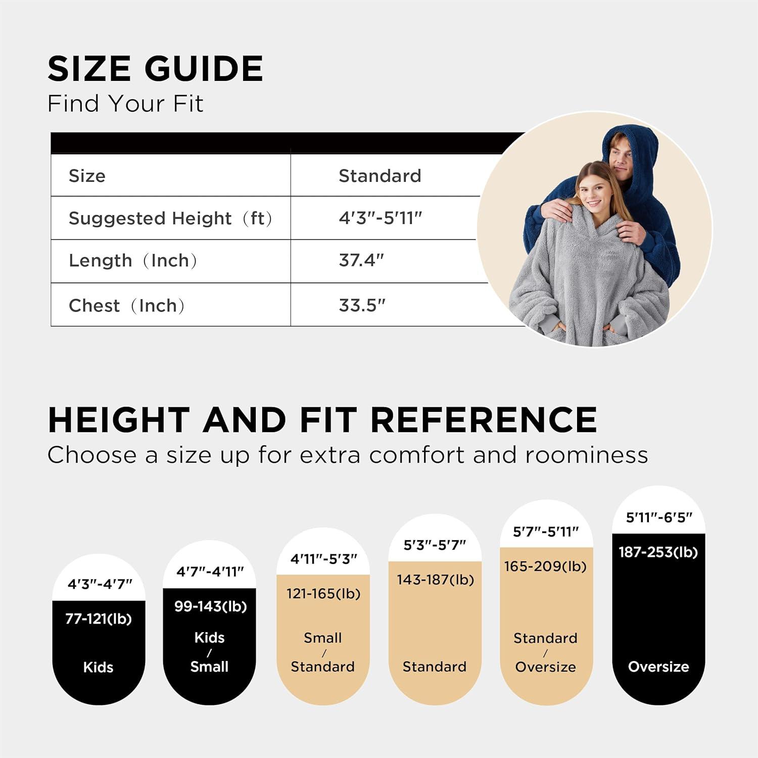 Bedsure Bedsure Wearable Blanket Hoodie Gifts For Women - Cozy Sherpa Hoodie Blanket For Adult Men, Warm Hooded Blanket Sweatshirt