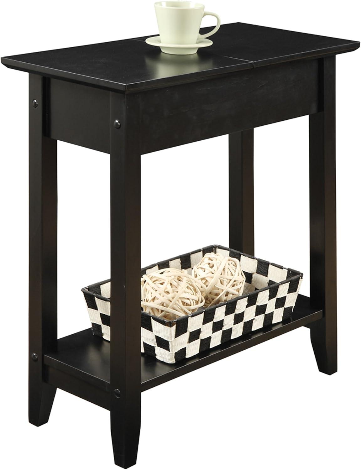 Convenience Concepts American Heritage 24 in. Tall Flip Top End Table, Black (Tabletop)