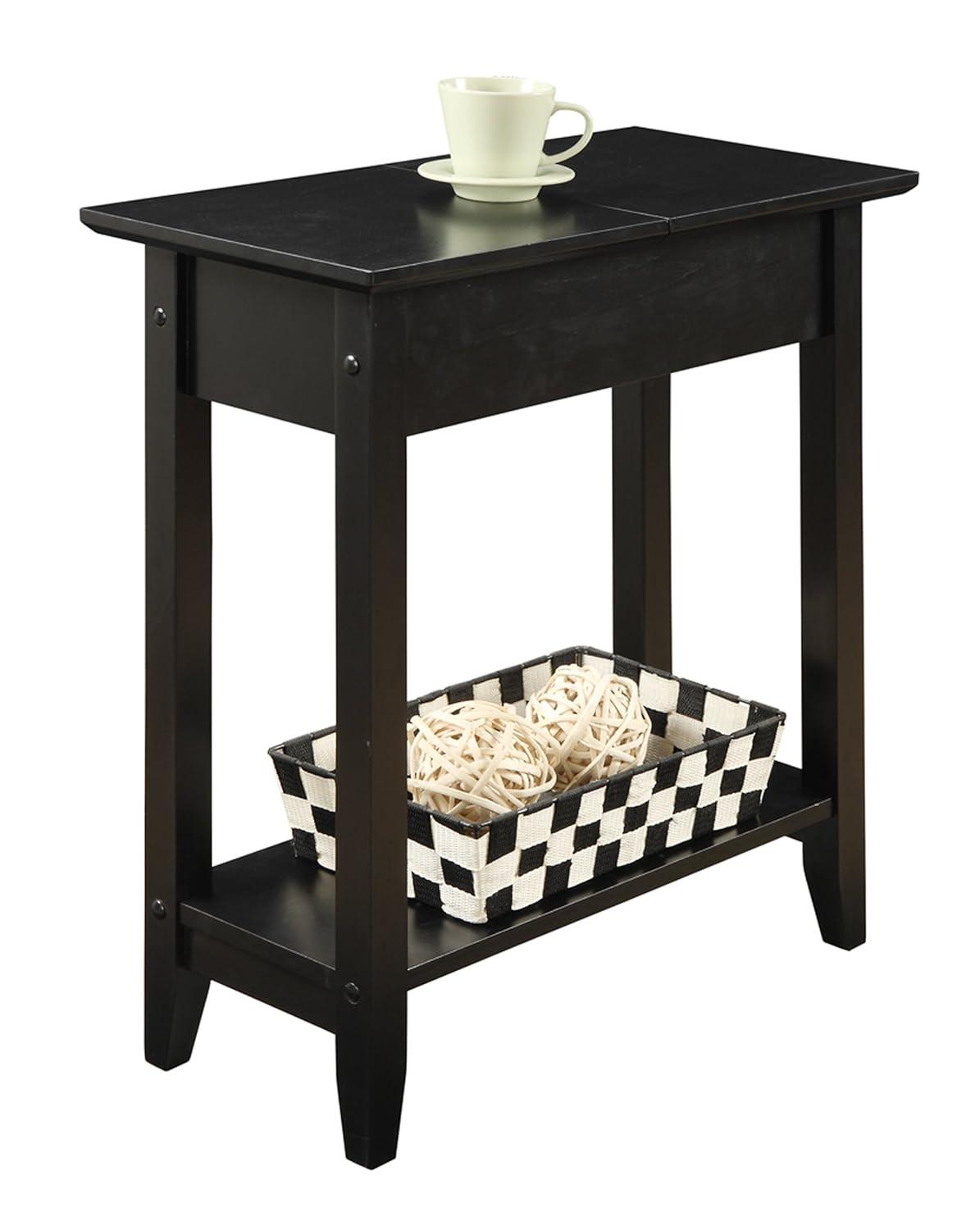 Convenience Concepts American Heritage 24 in. Tall Flip Top End Table, Black
