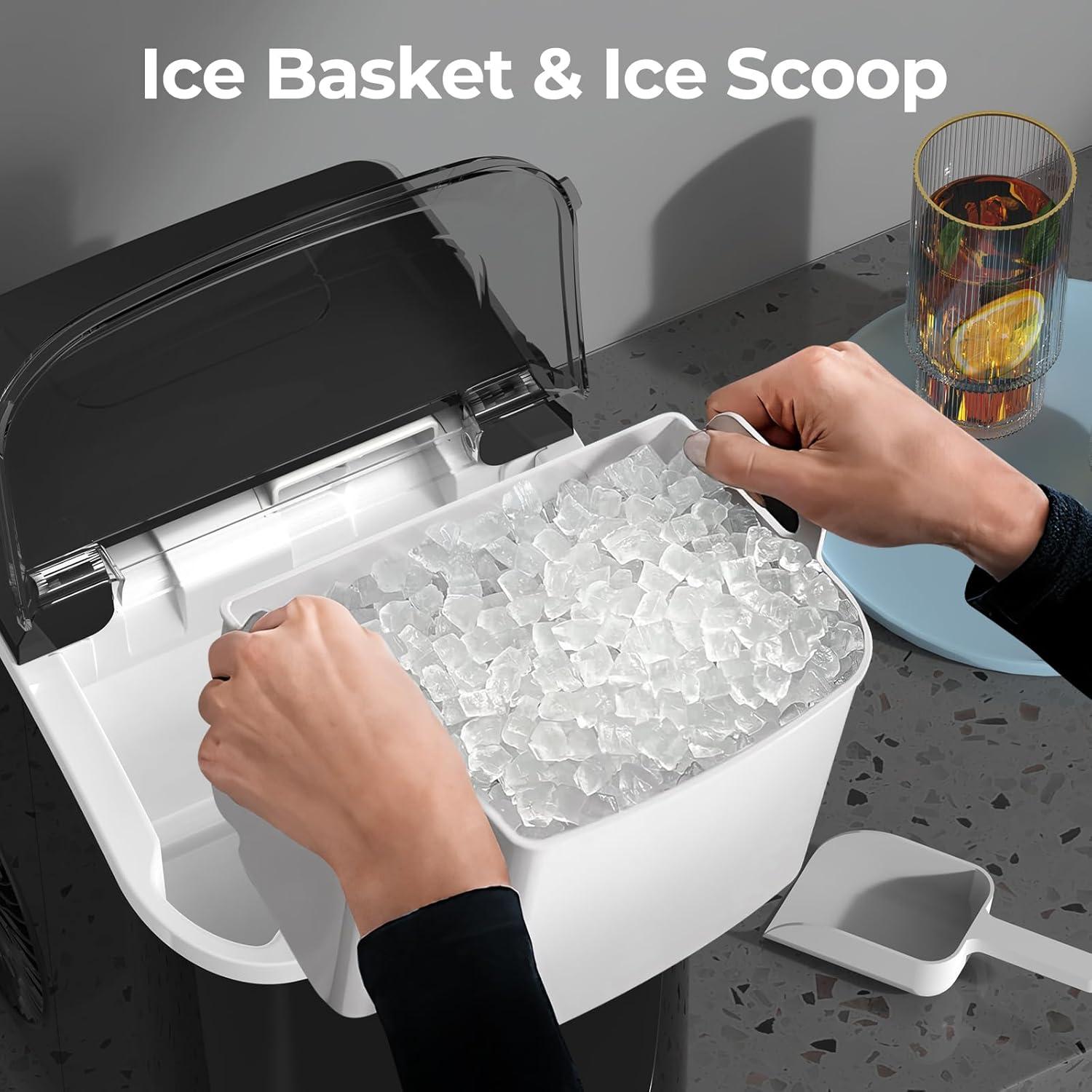 Black Portable Countertop Nugget Ice Maker with Self-Cleaning