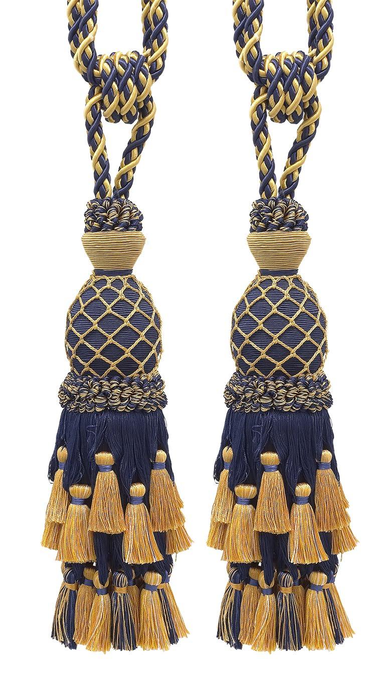 DECOPRO Lavish Large Curtain Tassel Tieback, Hand Crafted - Luxurious Drapery Accessory, Tassel Length 11" (27.5cm), Spread 34" (86cm) # TBIL1, #1152 Set of 2