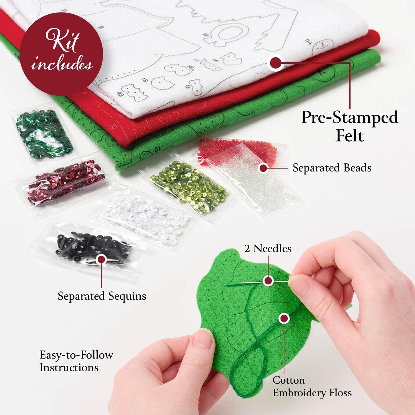 Jolly Santa Red and White Felt Christmas Tree Skirt Kit