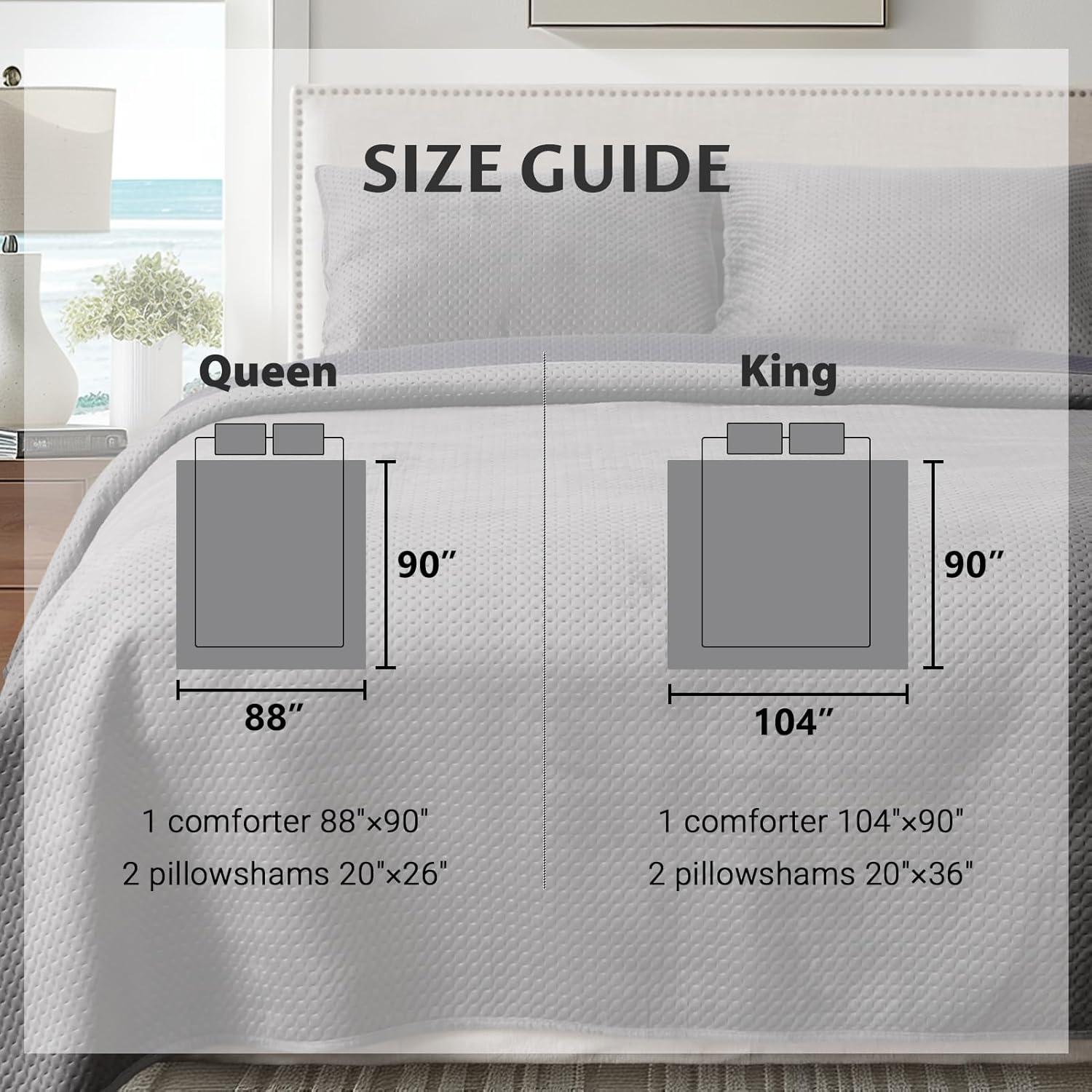 Kasentex  All Season Plush Poly Velvet Lavish Design Quilt Set Soft and Warm Machine Washable Coverlet Grey Queen