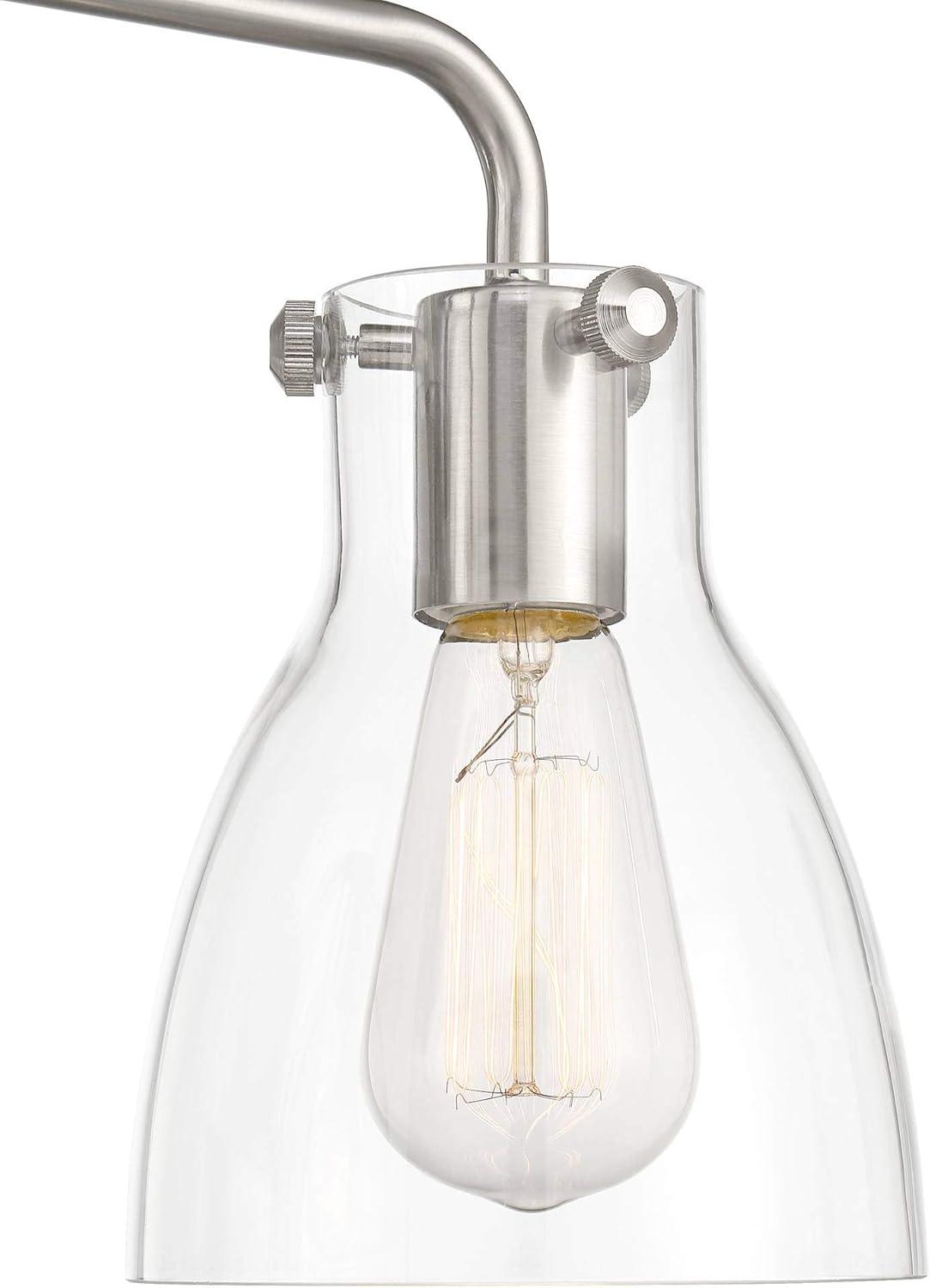 Possini Euro Design Cyn Modern Wall Light Brushed Nickel Hardwire 23 3/4" 3-Light Fixture Clear Glass for Bedroom Bathroom Vanity Living Room Hallway