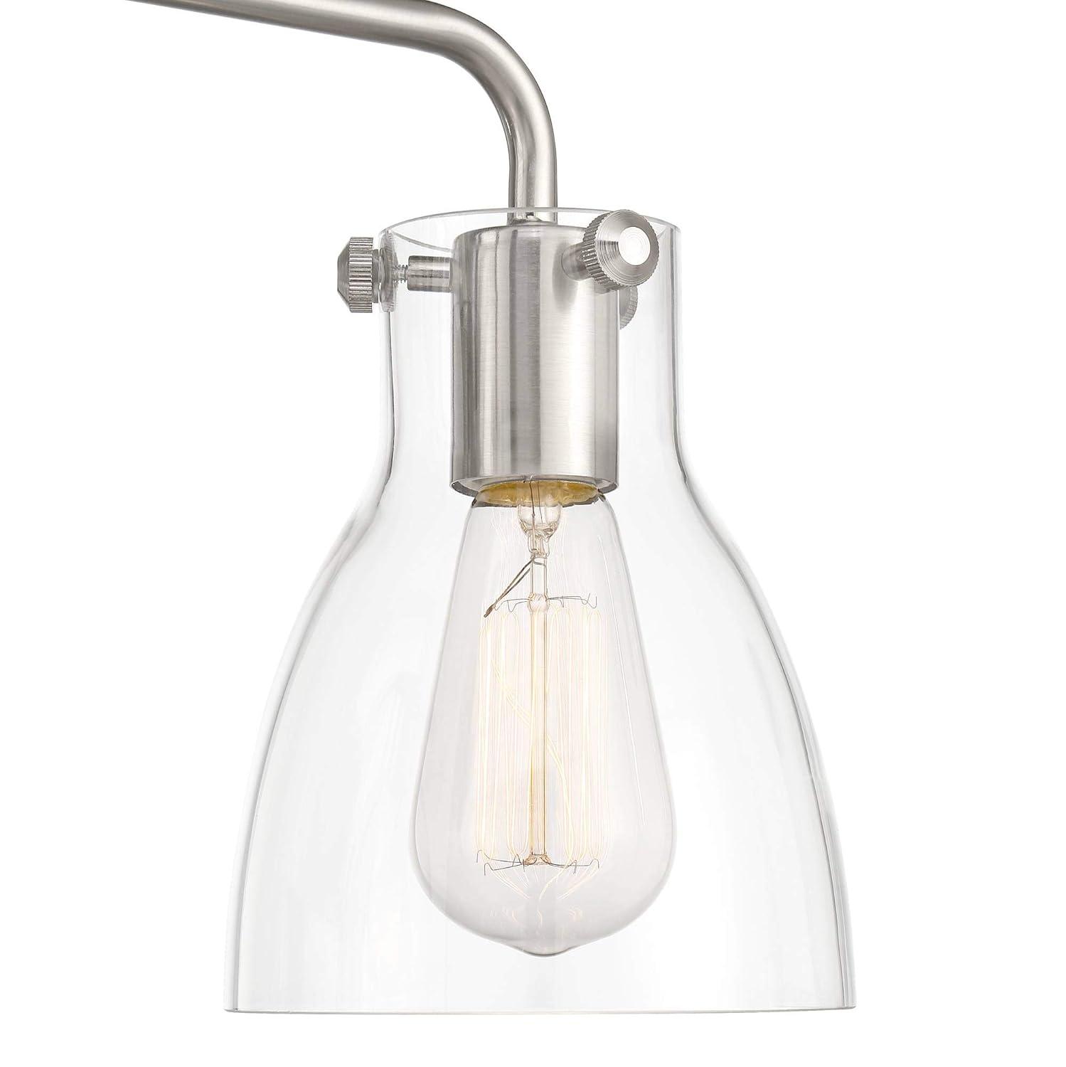 Possini Euro Design Cyn Modern Wall Light Brushed Nickel Hardwire 23 3/4" 3-Light Fixture Clear Glass for Bedroom Bathroom Vanity Living Room Hallway