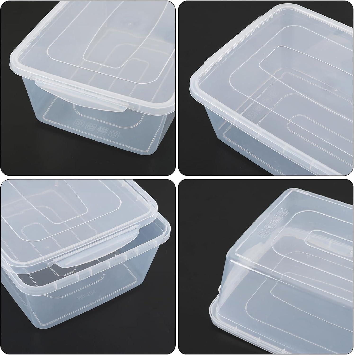 Zopnny 2-Pack Plastic Containers Box with Latching Lid, Stackable Nestable Storage Bins, Clear Pizza Dough Proofing Box, 16 Quart