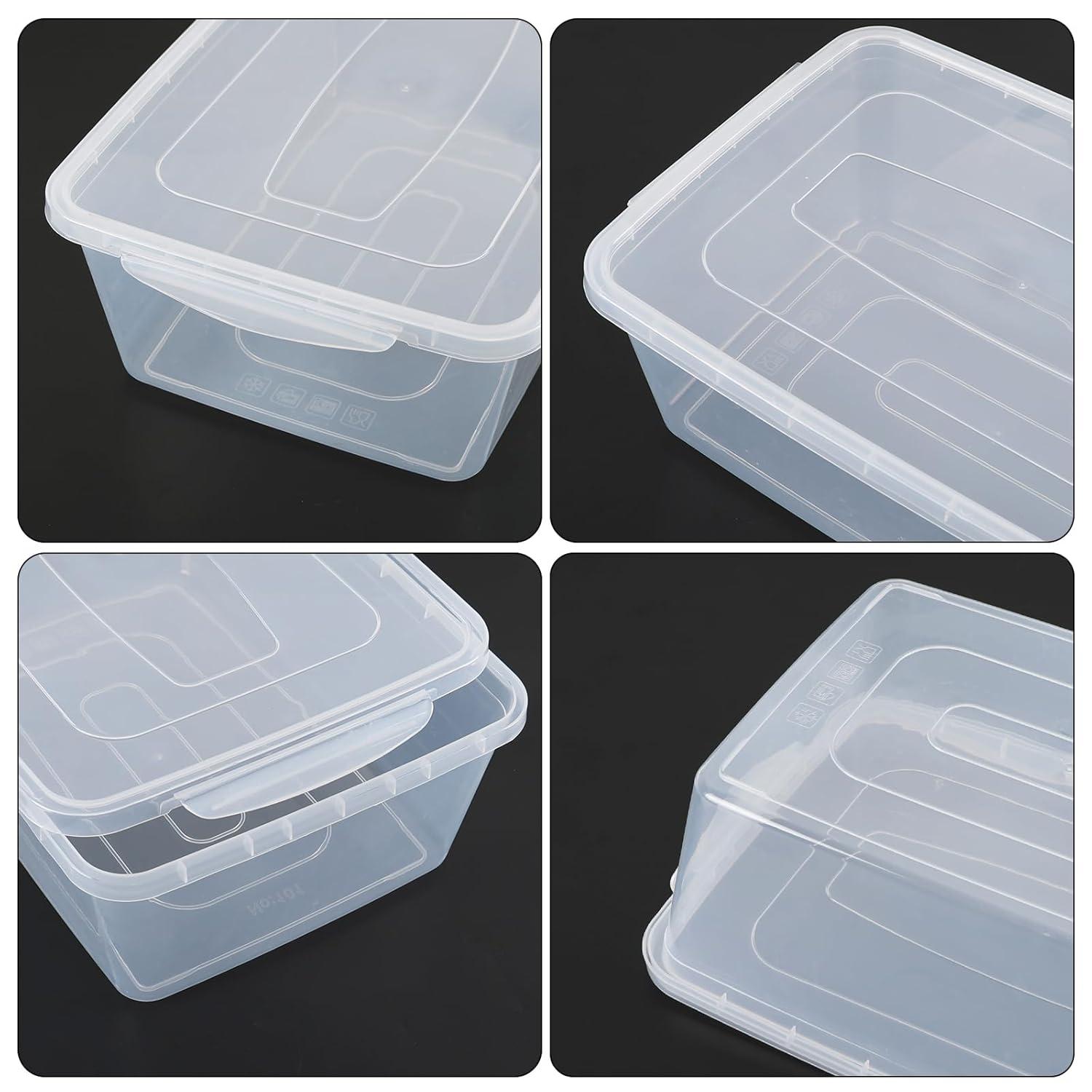 Zopnny 2-Pack Plastic Containers Box with Latching Lid, Stackable Nestable Storage Bins, Clear Pizza Dough Proofing Box, 16 Quart