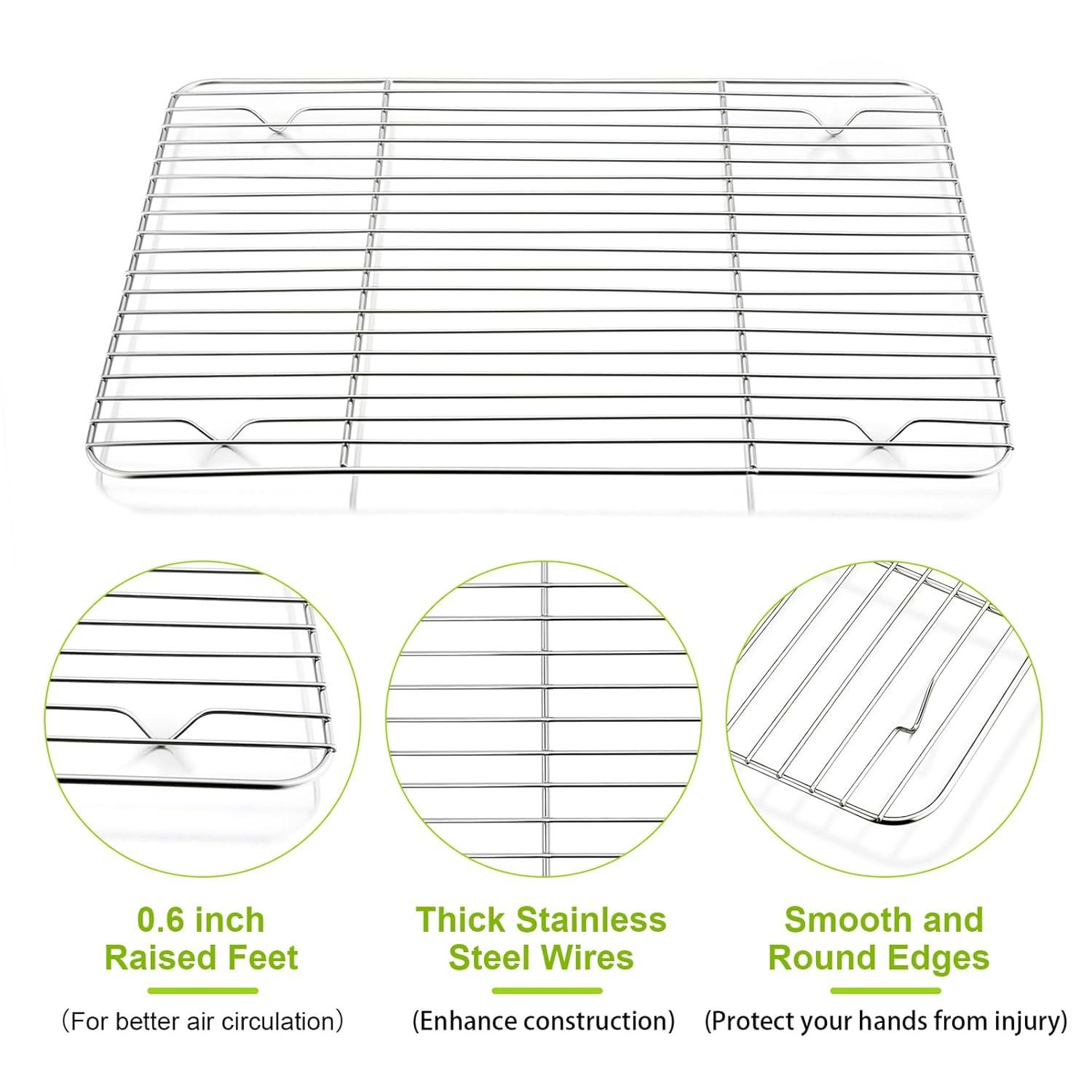 Cooling Rack Pack of 2, Stainless Steel Small Cooking Rack for Cooling Baking Roasting Grilling Drying, Rectangle 11.8'' x 9'' x 0.6'', Fits Small Toaster Oven, Oven & Dishwasher Safe