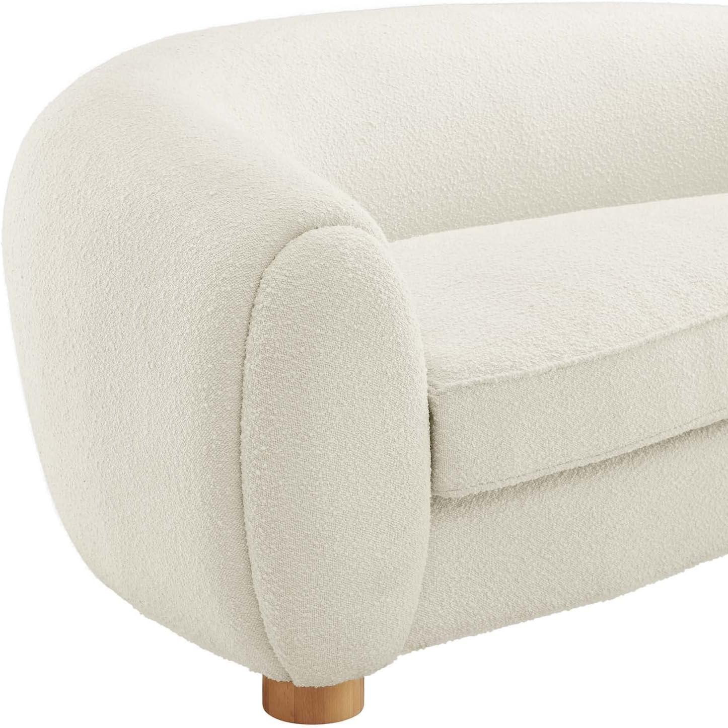 Modway Abundant Boucle Upholstered Fabric Sofa in Ivory