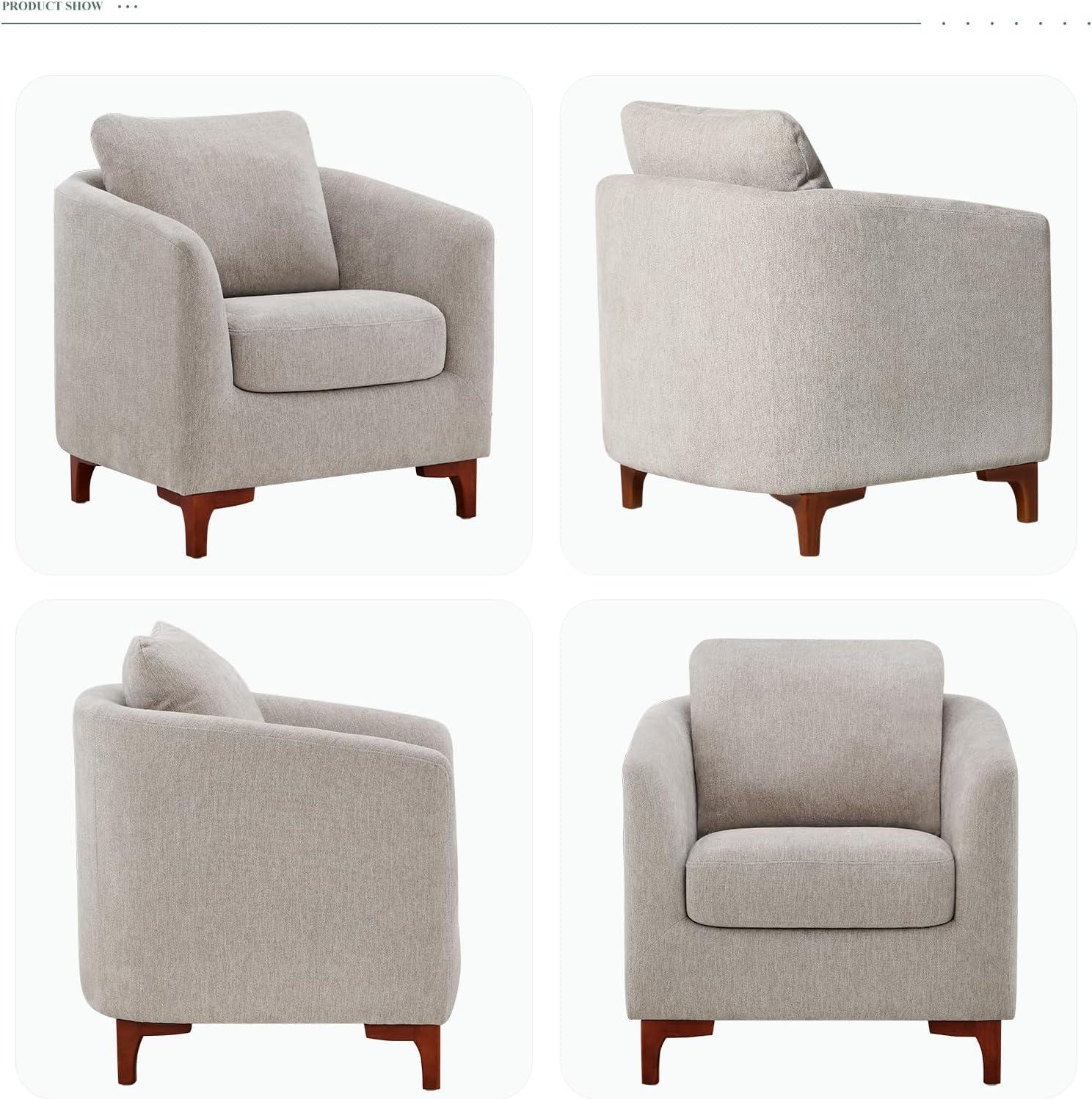 COLAMY Sherpa Accent Chair with Storage Ottoman, Modern Upholstered Living Room Chair with Foot Rest, Armchair with Back Pillow and Wooden Legs for Living Room, Bedroom, Reading Nook, Classic Cream