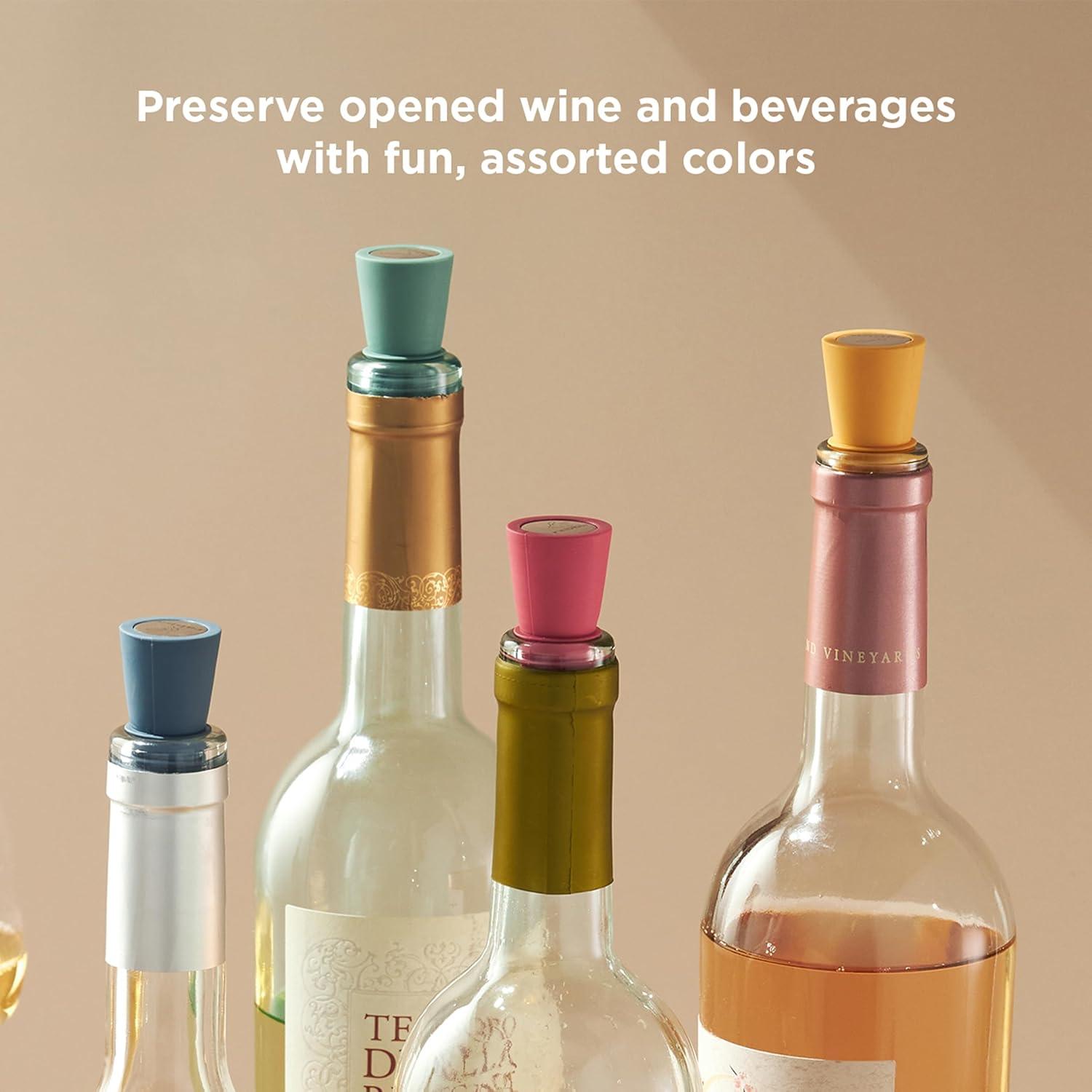 Assorted Color Silicone and Stainless Steel Wine Bottle Stoppers