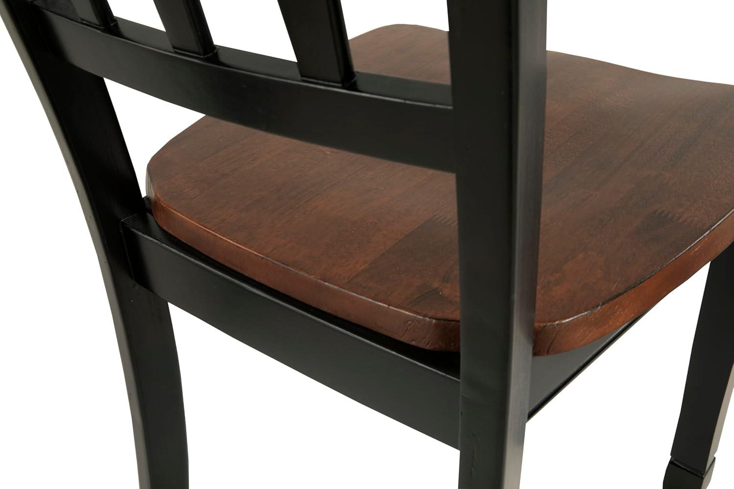 Signature Design by Ashley Owingsville Modern Farmhouse Dining Room Side Chair, Set of 2, Black and Brown