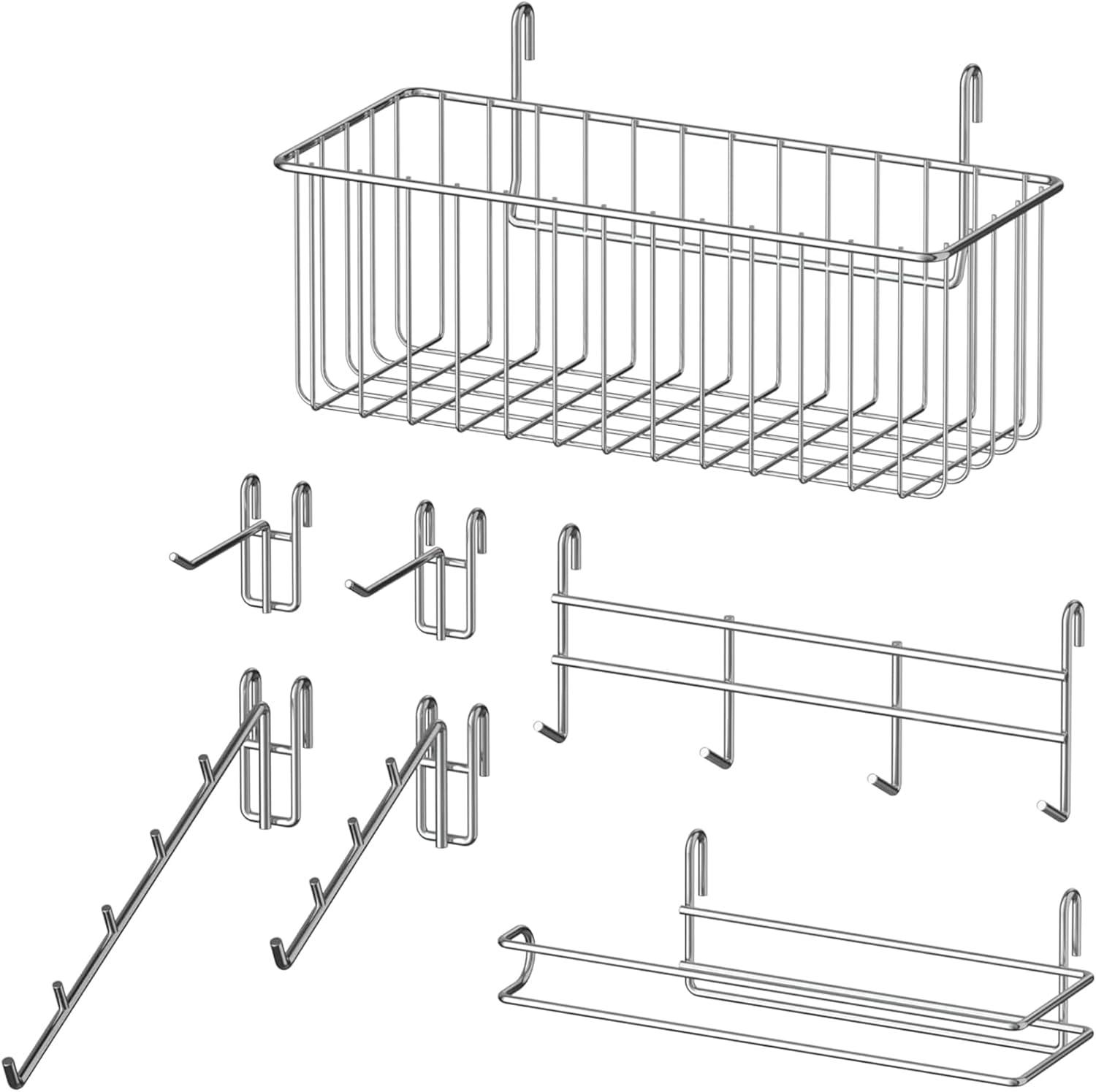 Silver Steel 7-Piece Wire Rack Accessories Kit