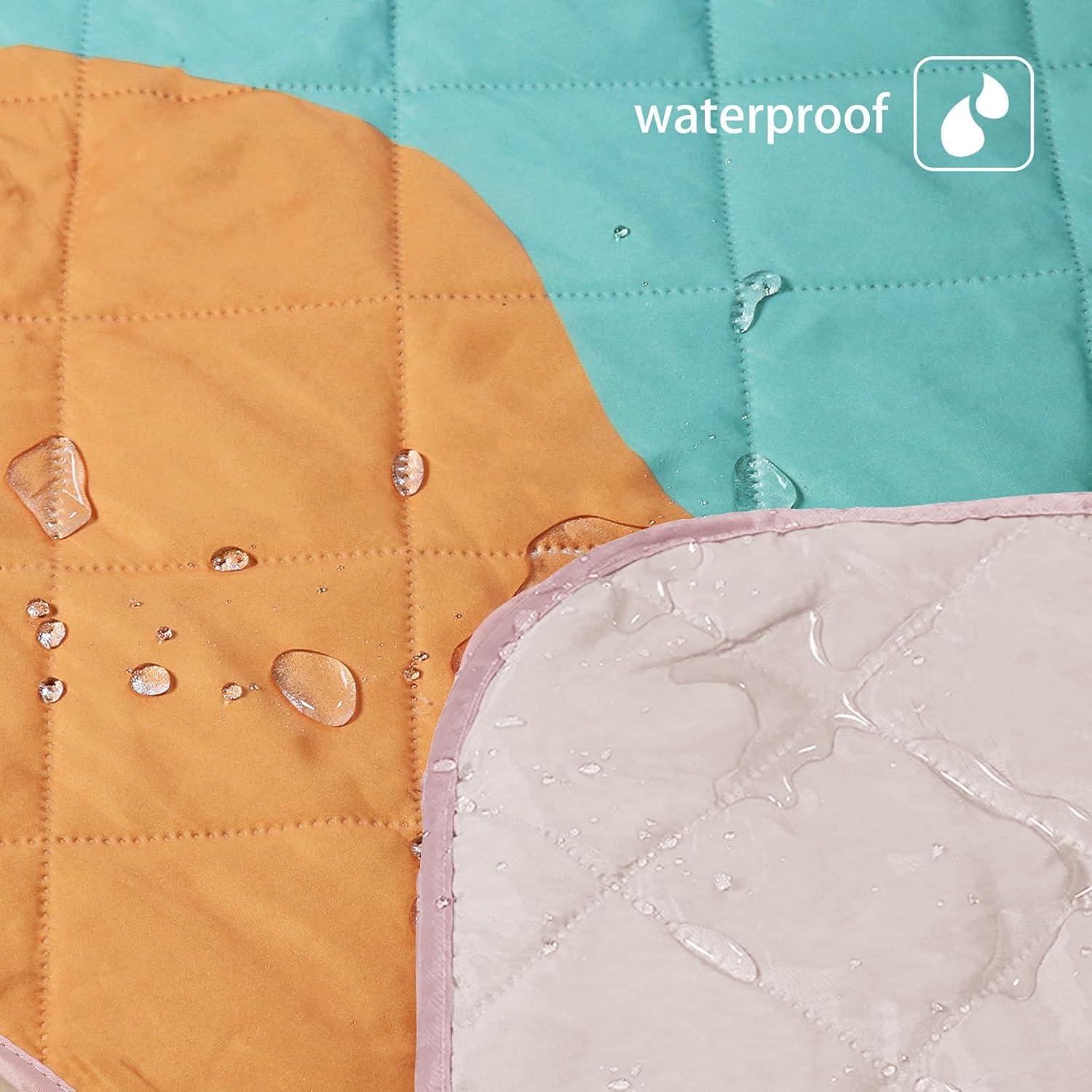 Exclusivo Mezcla Waterproof Picnic Blankets 3-Layer 60"x 80" Large Sandproof Beach Blanket Foldable Outdoor Blanket for Camping on Grass Picnic Mat, Abstract Pink