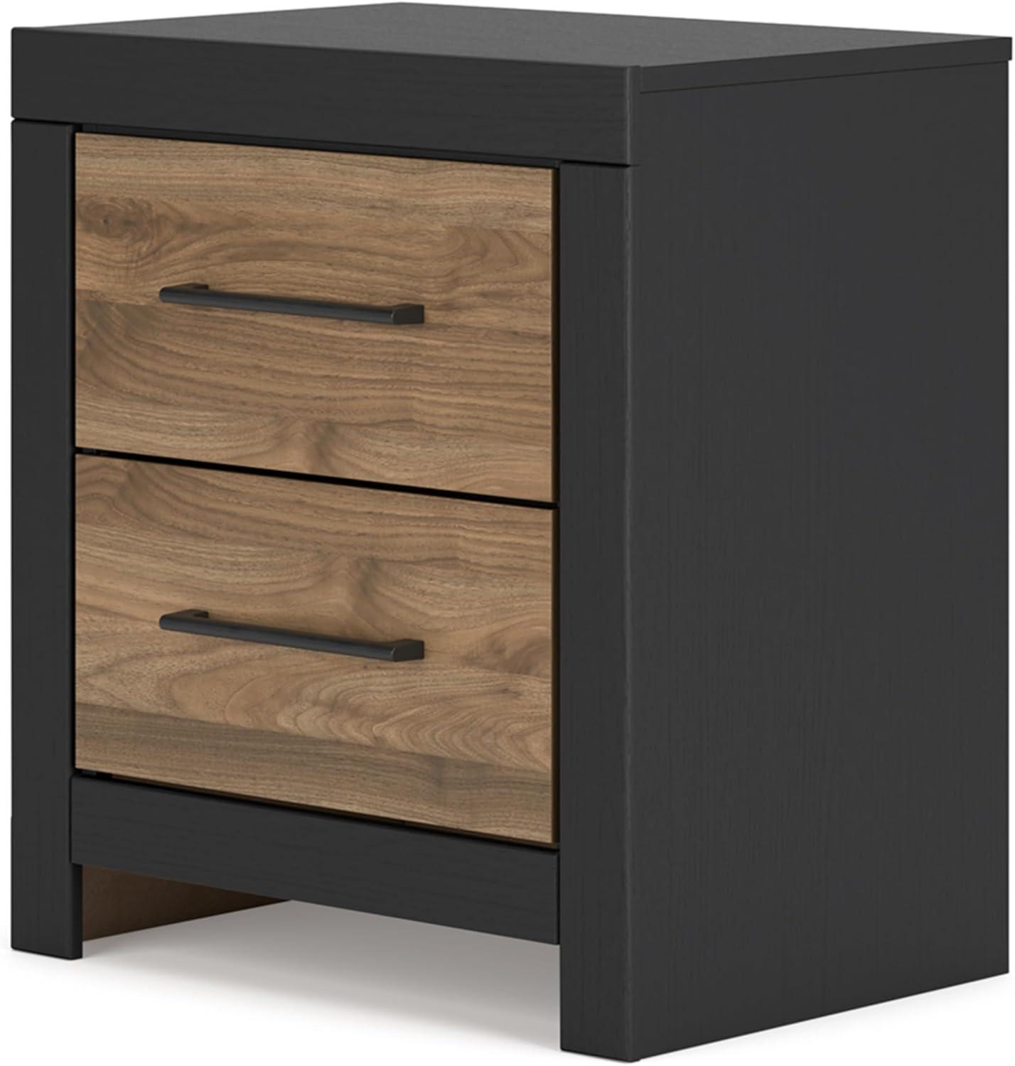 Signature Design by Ashley Vertani Nightstand with USB Charging Ports, Black/Honey Brown