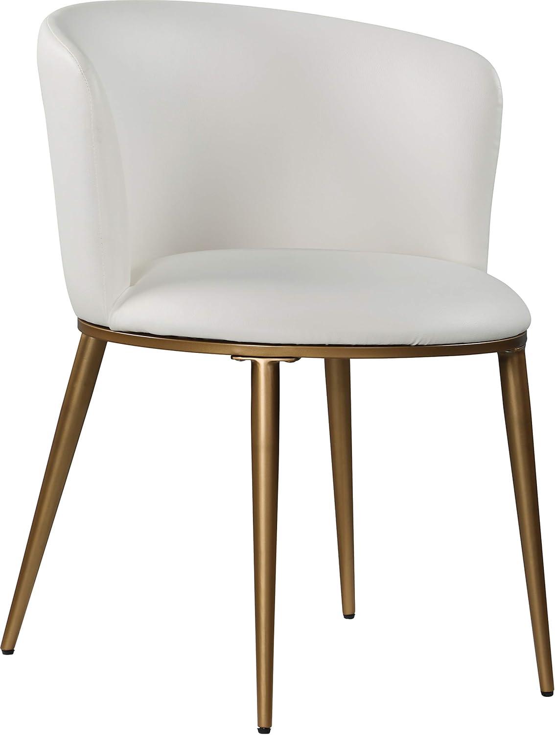 Skylar Petite White Faux Leather Dining Chair with Gold Legs