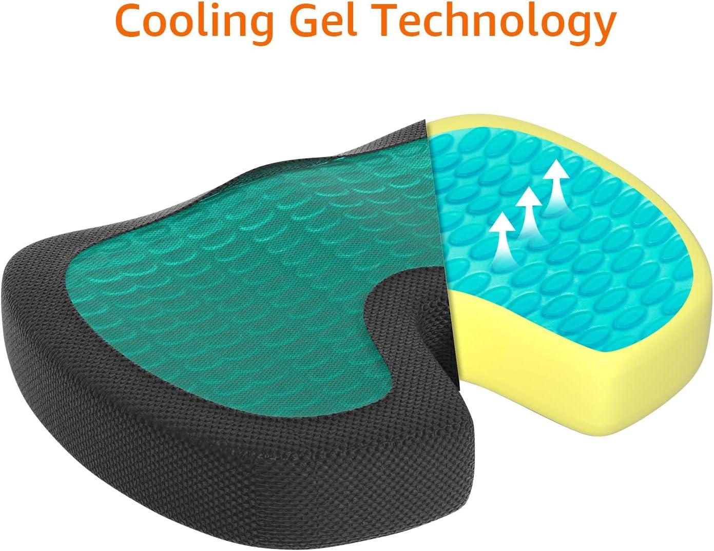 Black Gel Memory Foam Ergonomic Seat Cushion