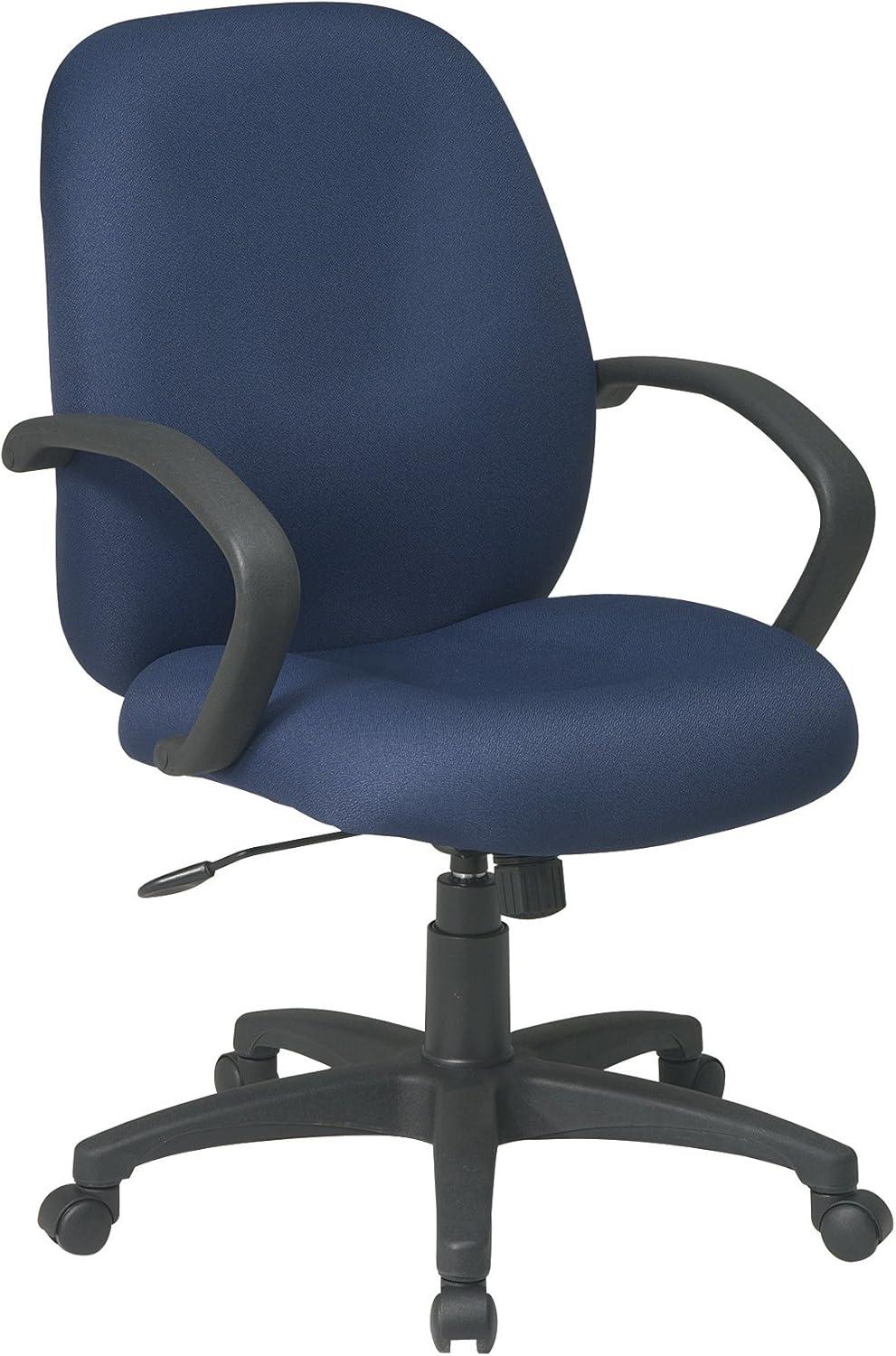 Executive Mid Back Manager's Chair with Blue Fabric Thick Padded Contour Seat