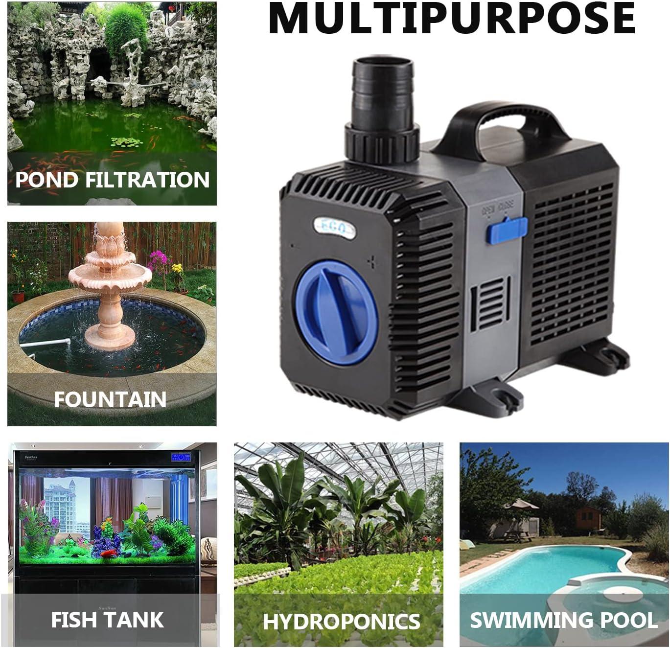 Electric Adjustable Flow Garden Sumbersible Fountain Pond Filter Silent Pump (2100GPH)