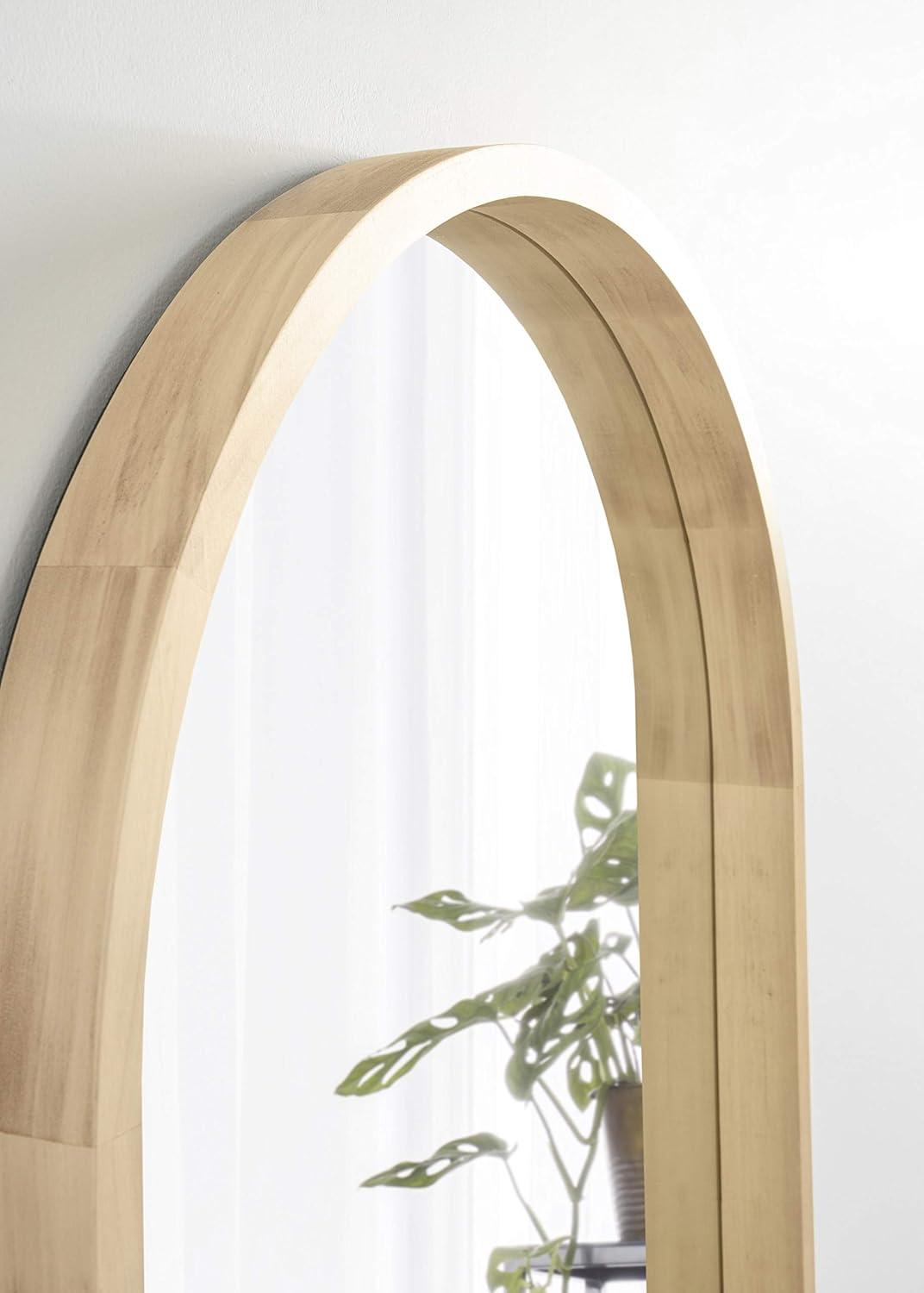 24" x 36" Hutton Wood Framed Capsule Wall Mirror Natural: Scandinavian Style, Poplar Frame - Kate & Laurel