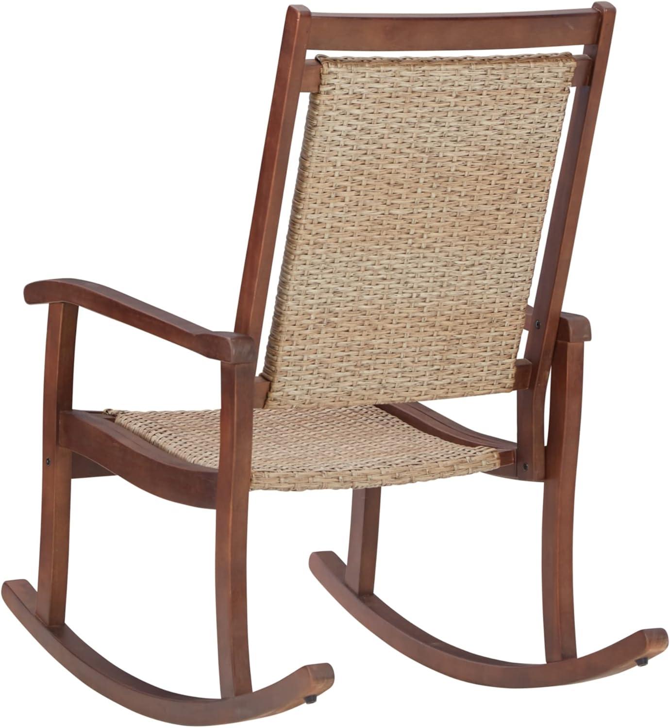 Transitional Eucalyptus Wood Rocker in Beige and Brown