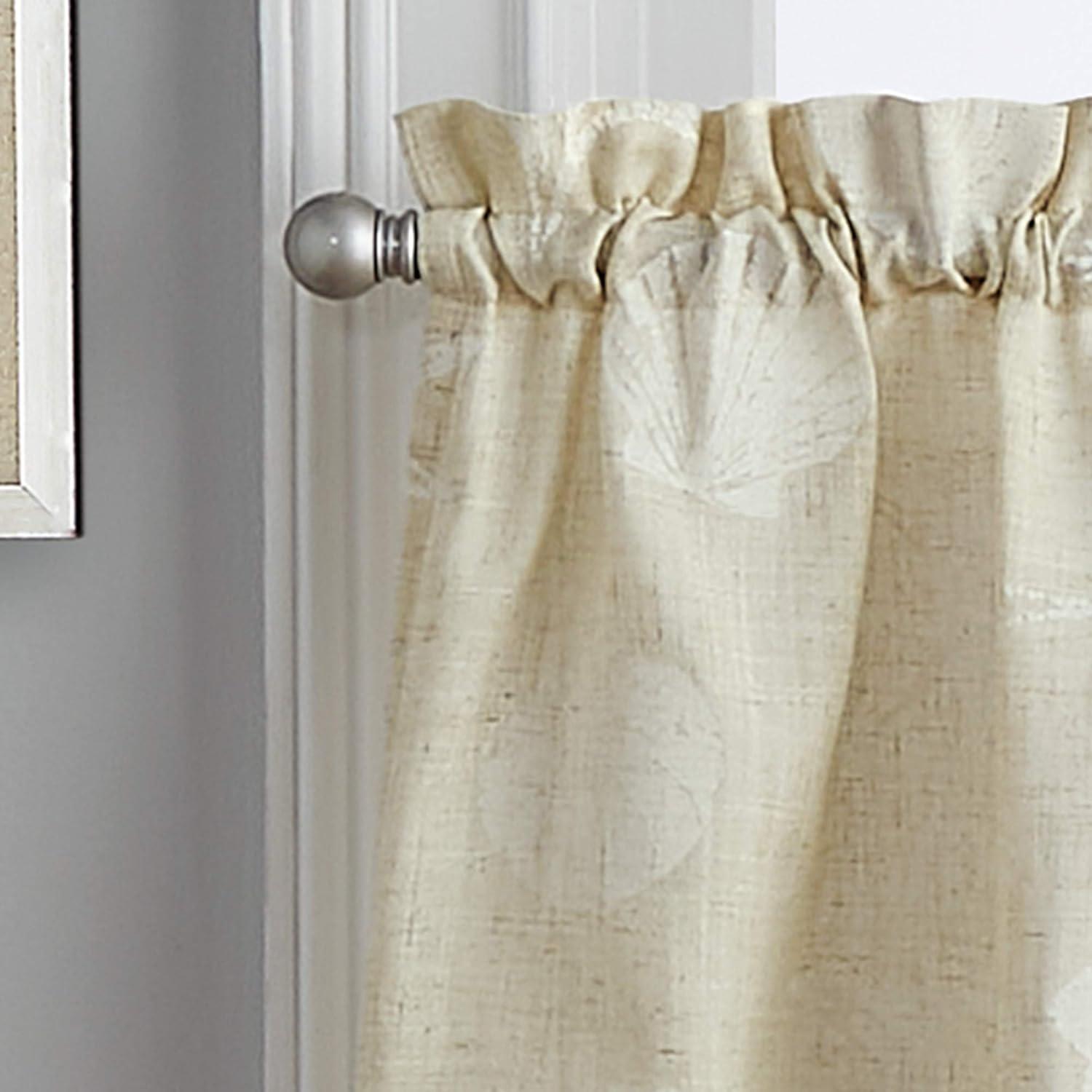 CHF Seashells 36" Tier Curtain, Pair, Printed, Linen, Adult