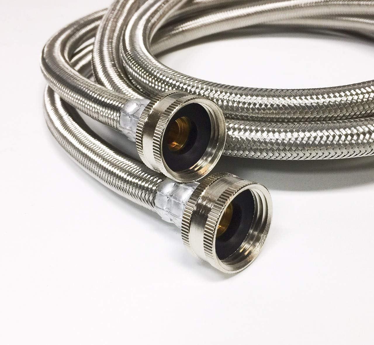 4 Foot Washing Machine Braided Stainless Steel Water Supply Hoses, 2 Pack, PM14X10005