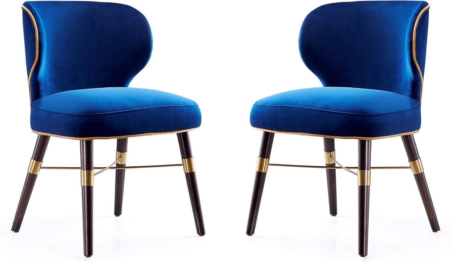 Modern Strine Dining Chair Upholstered in Velvet and Leatherette with Solid Wood Legs in Dark Taupe - Set of 2