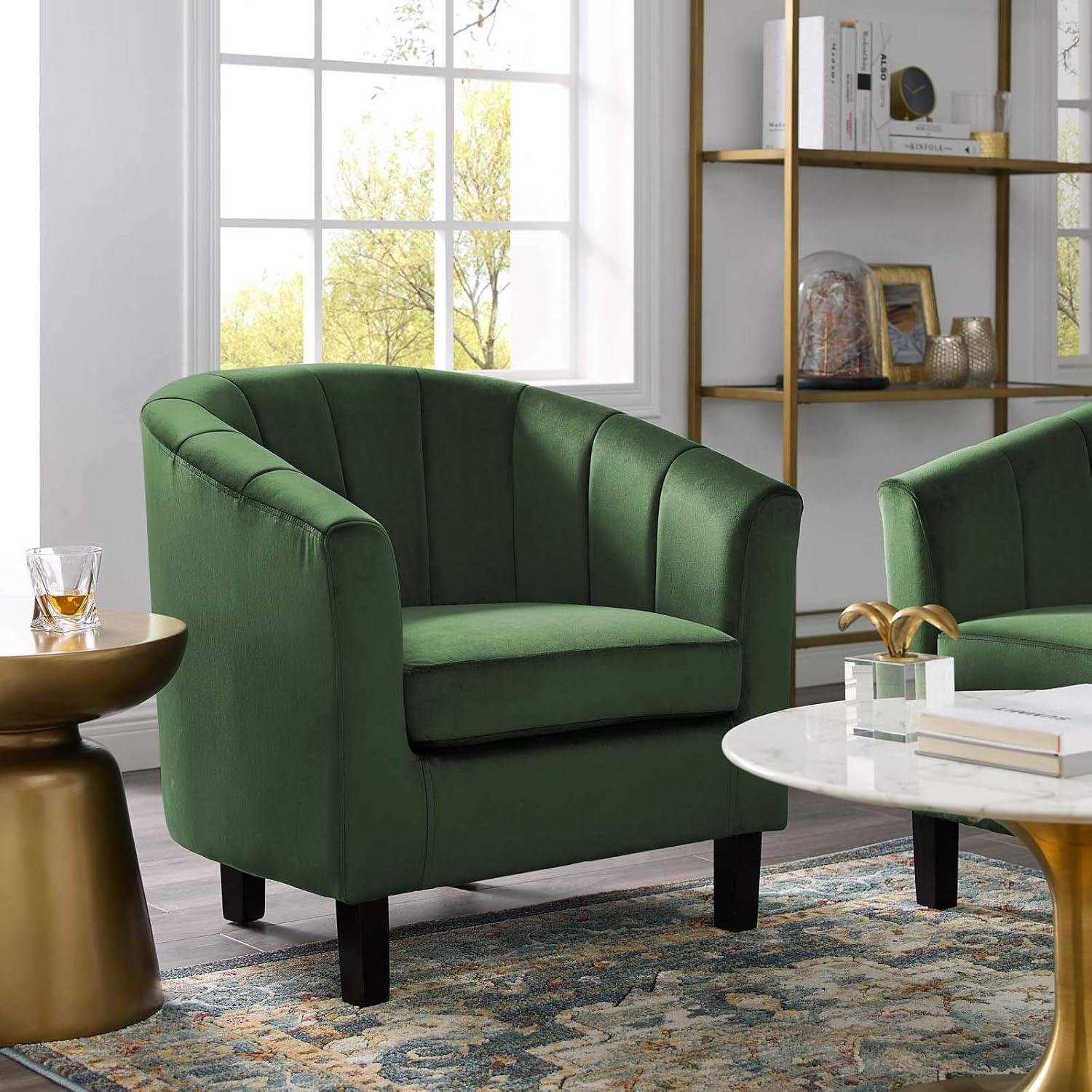 Modway Prospect Channel Tufted Performance Velvet Armchair Emerald