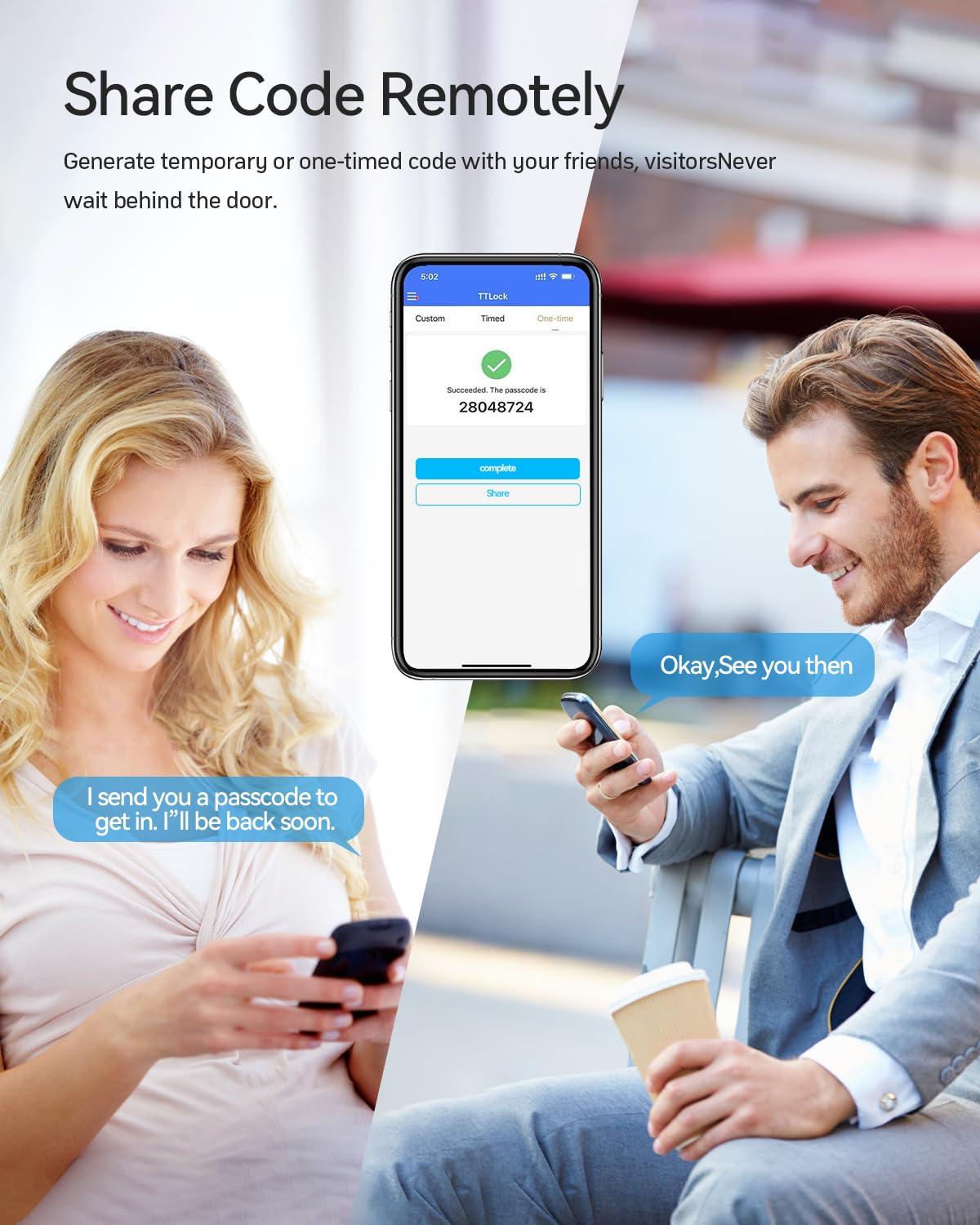 Smart Door Lock Fingerprint, Keyless Entry Door Lock With Handle, APP/IC Cards/Codes/Keys/Fingerprints Biometric Electronic Keyless Entry Lock For Bedroom Home Hotel Office