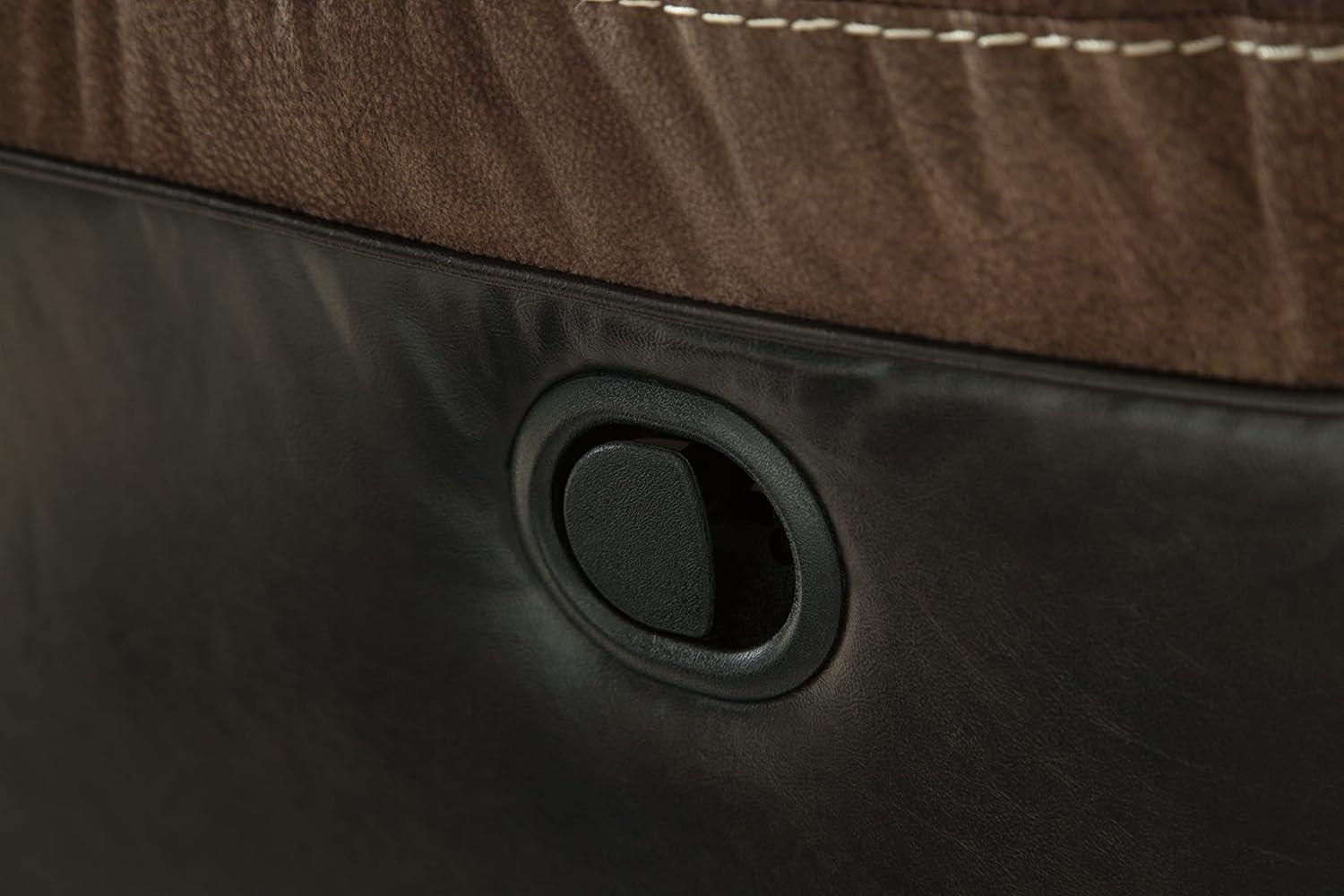 Chestnut Faux Leather Reclining Loveseat with Cup Holder and Pillow Back