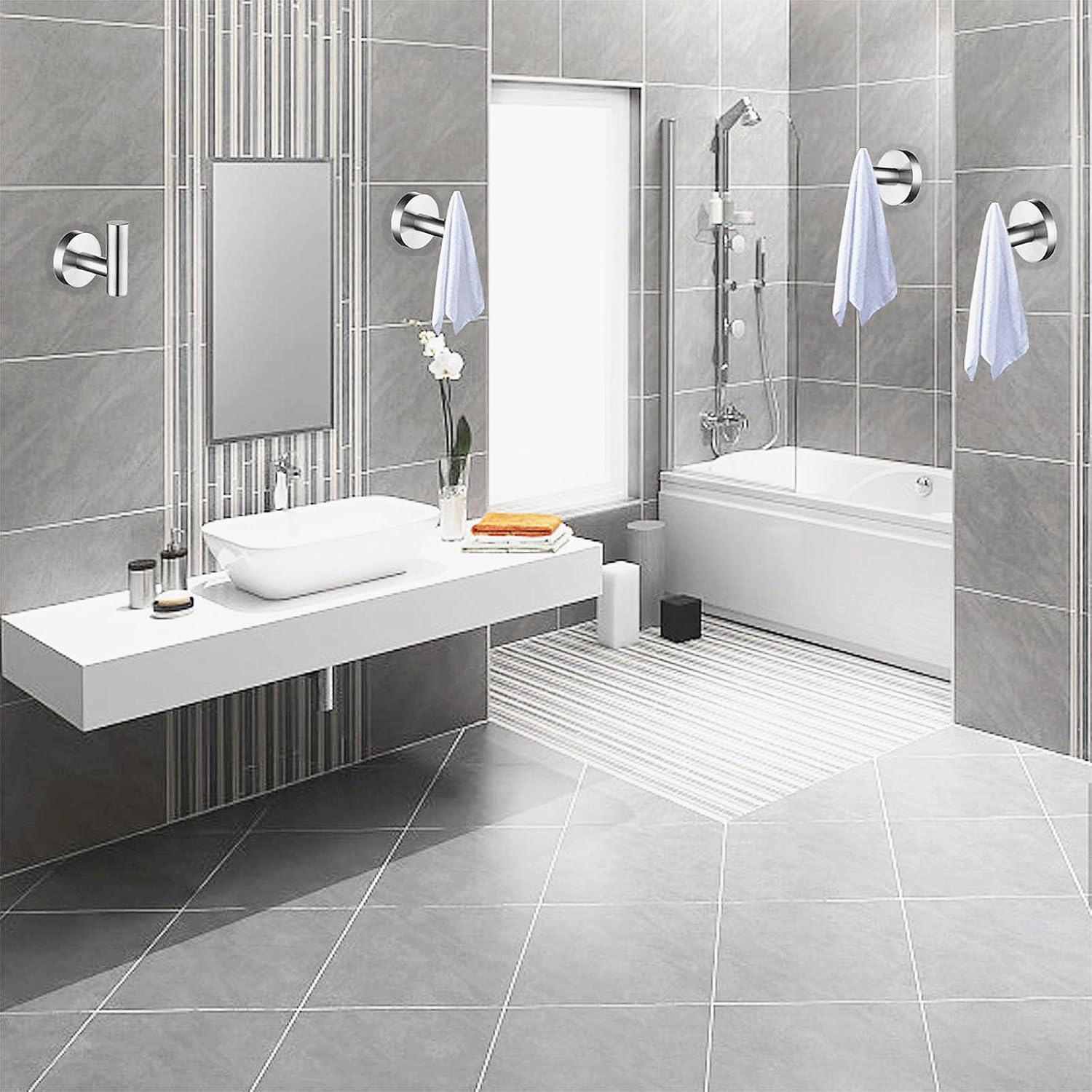 Nolimas Bathroom Towel Hooks SUS 304 Stainless Steel Coat Hook Round Clothes Towel Coat Robe Hook Cabinet Closet Door Sponges Holder for Bath Kitchen Garage Hotel,Wall Mounted, Brushed Nickel, 2Pack